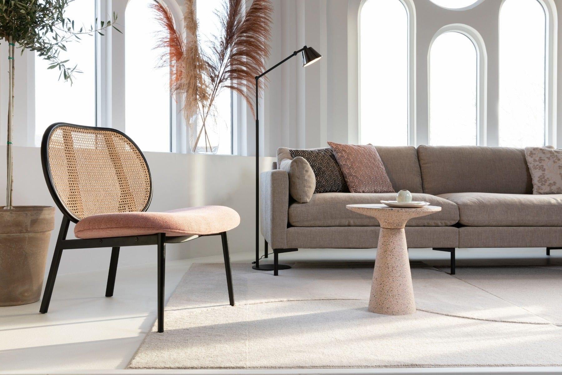 Fotel SPIKE różowy z rattanowym oparciem Zuiver Eye on Design