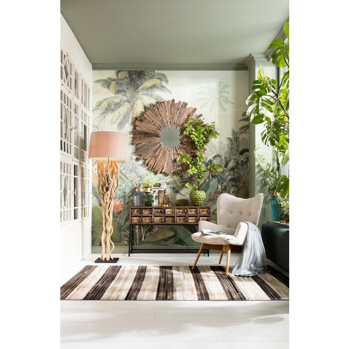 Fotel uszak VICKY jasnobeżowy z drewnianą podstawą - Eye on Design