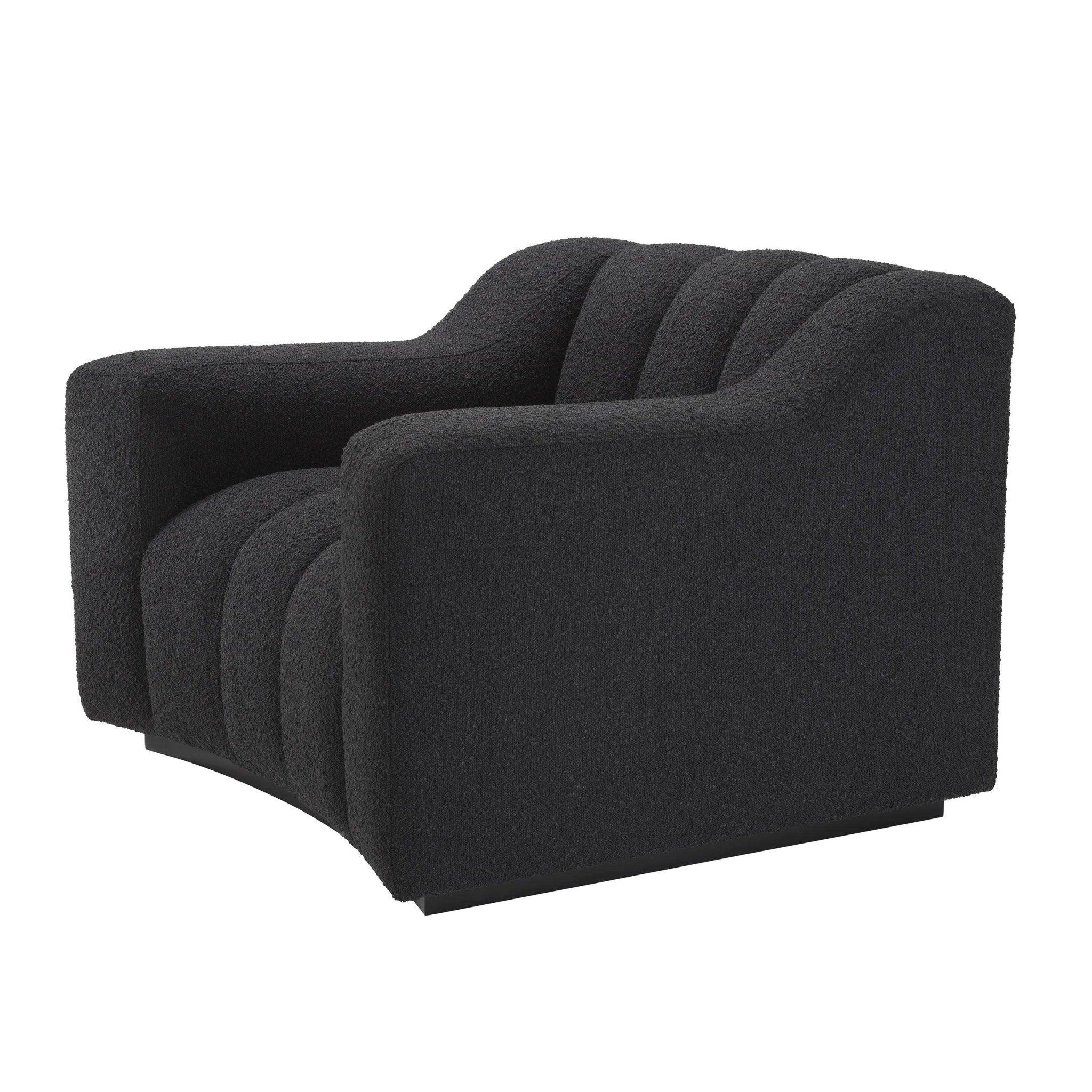 Fotel w tkaninie boucle KELLY czarny Eichholtz Eye on Design