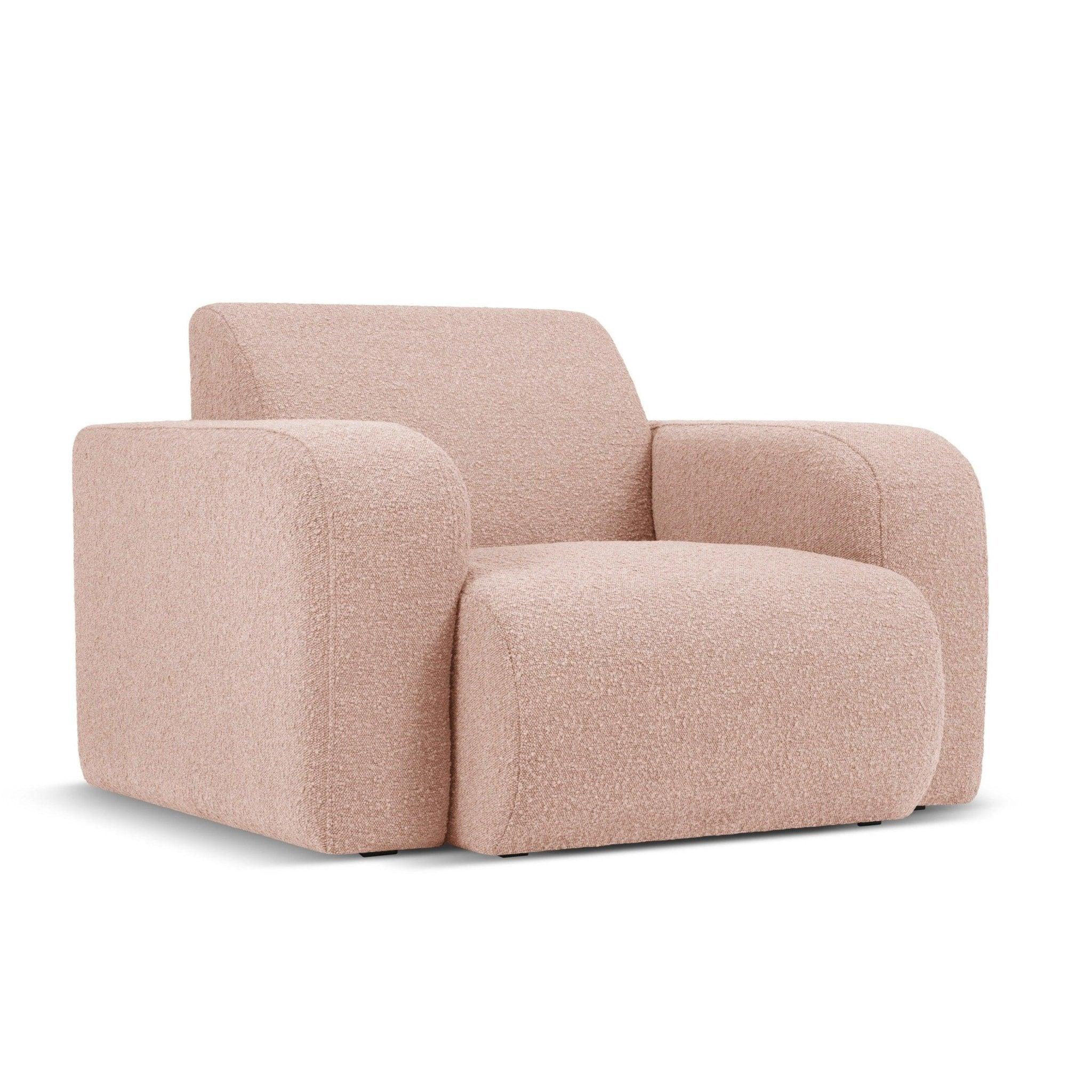 Fotel w tkaninie boucle LOLA różowy Windsor & Co Eye on Design