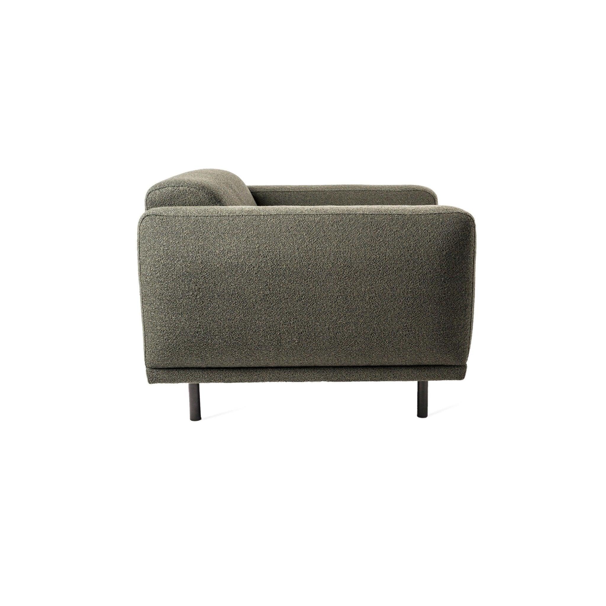 Fotel w tkaninie boucle TEDDY oliwkowy Pols Potten Eye on Design