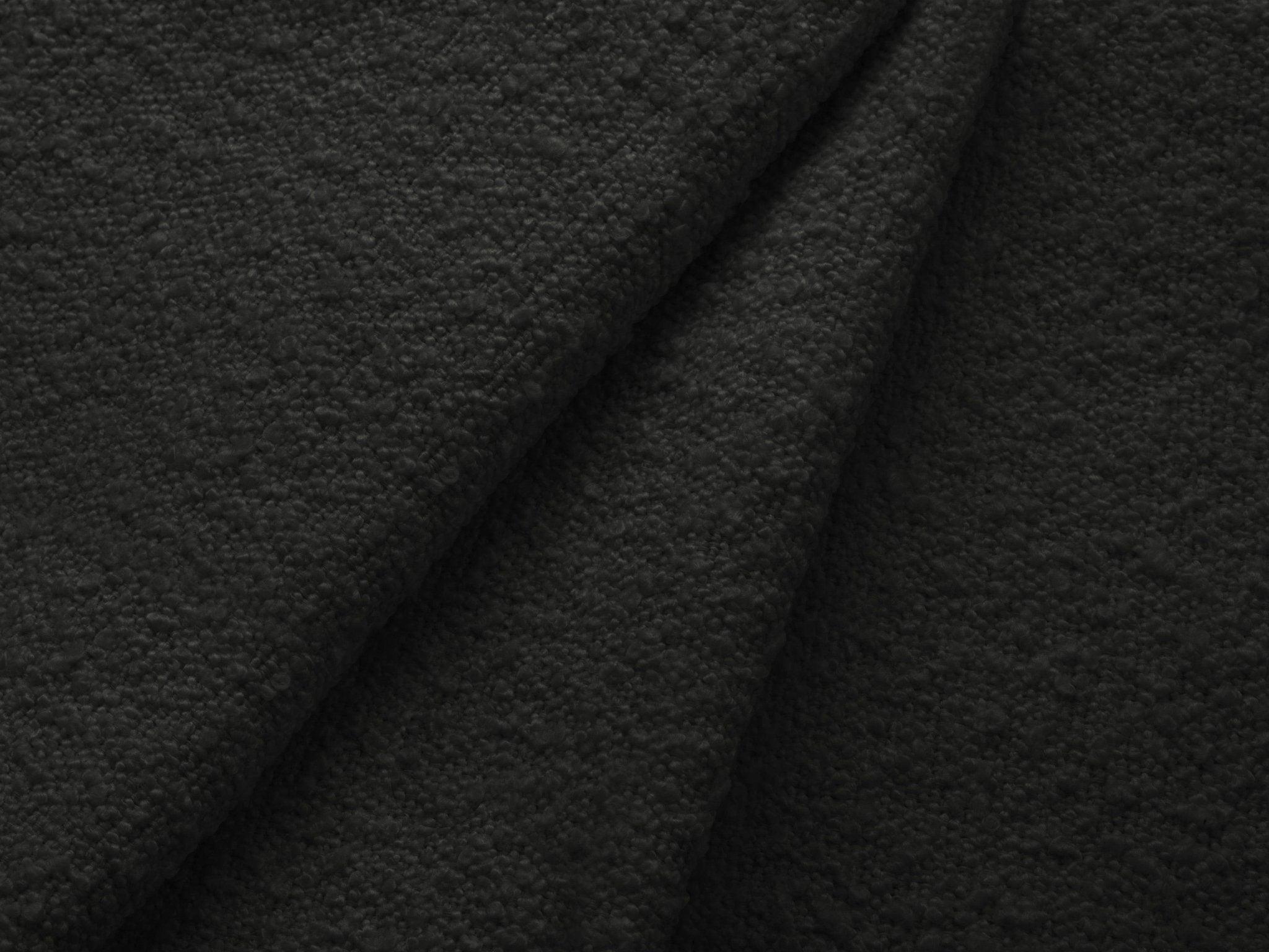 Fotel w tkaninie boucle VIENNA czarny z czarną podstawą Cosmopolitan Design Eye on Design