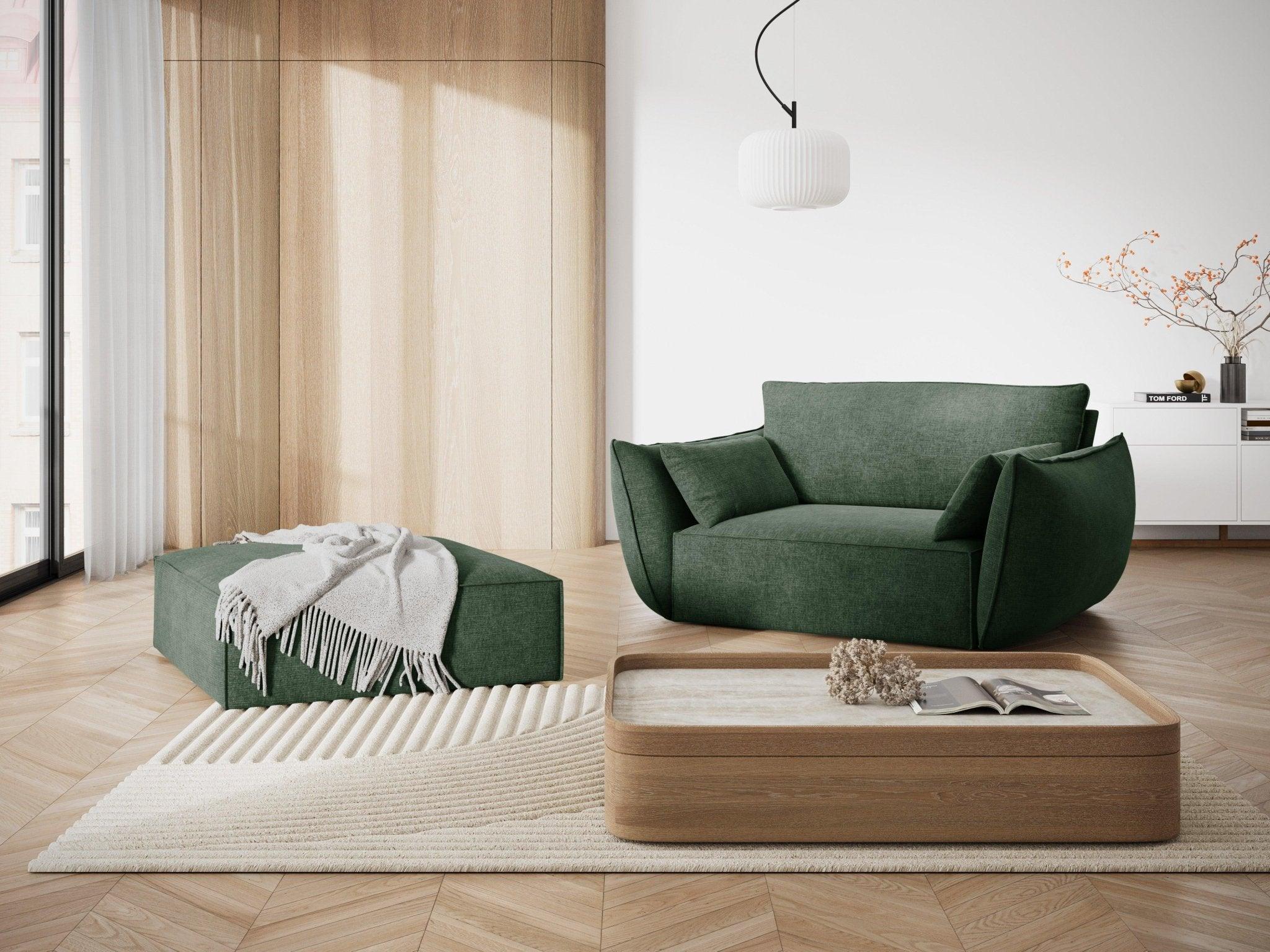 Fotel w tkaninie szenilowej VANDA butelkowa zieleń Mazzini Sofas Eye on Design