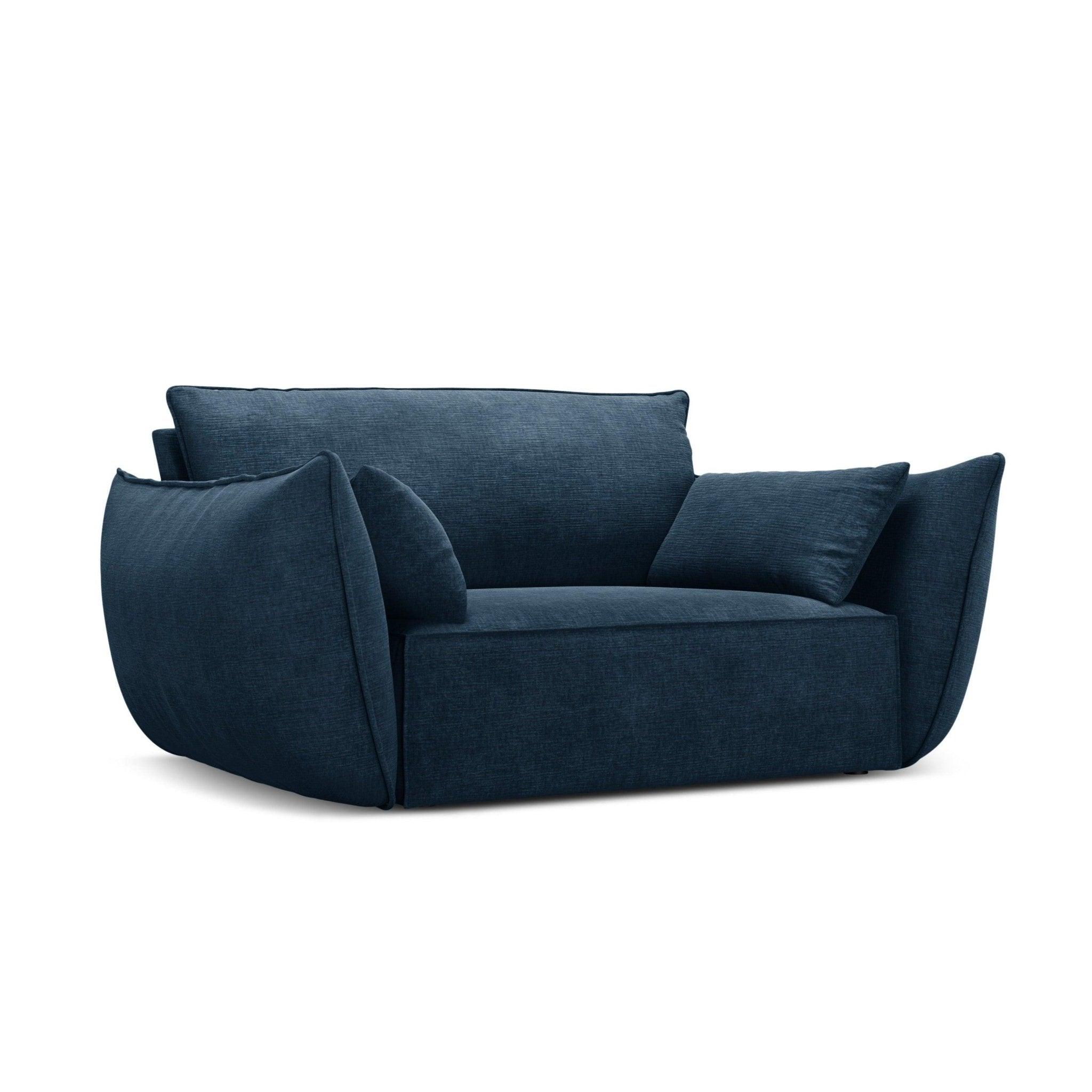 Fotel w tkaninie szenilowej VANDA granat królewski Mazzini Sofas Eye on Design