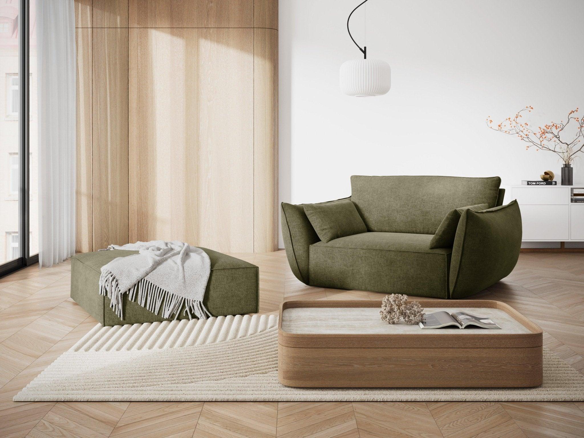 Fotel w tkaninie szenilowej VANDA zielony Mazzini Sofas Eye on Design