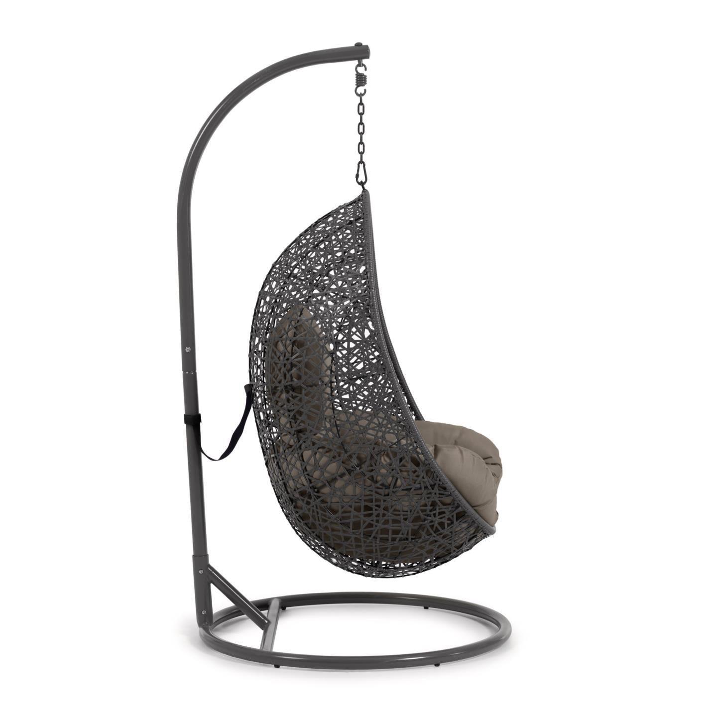 Fotel wiszący FLORINA ciemnoszary z ciemnozieloną podstawą La Forma Eye on Design