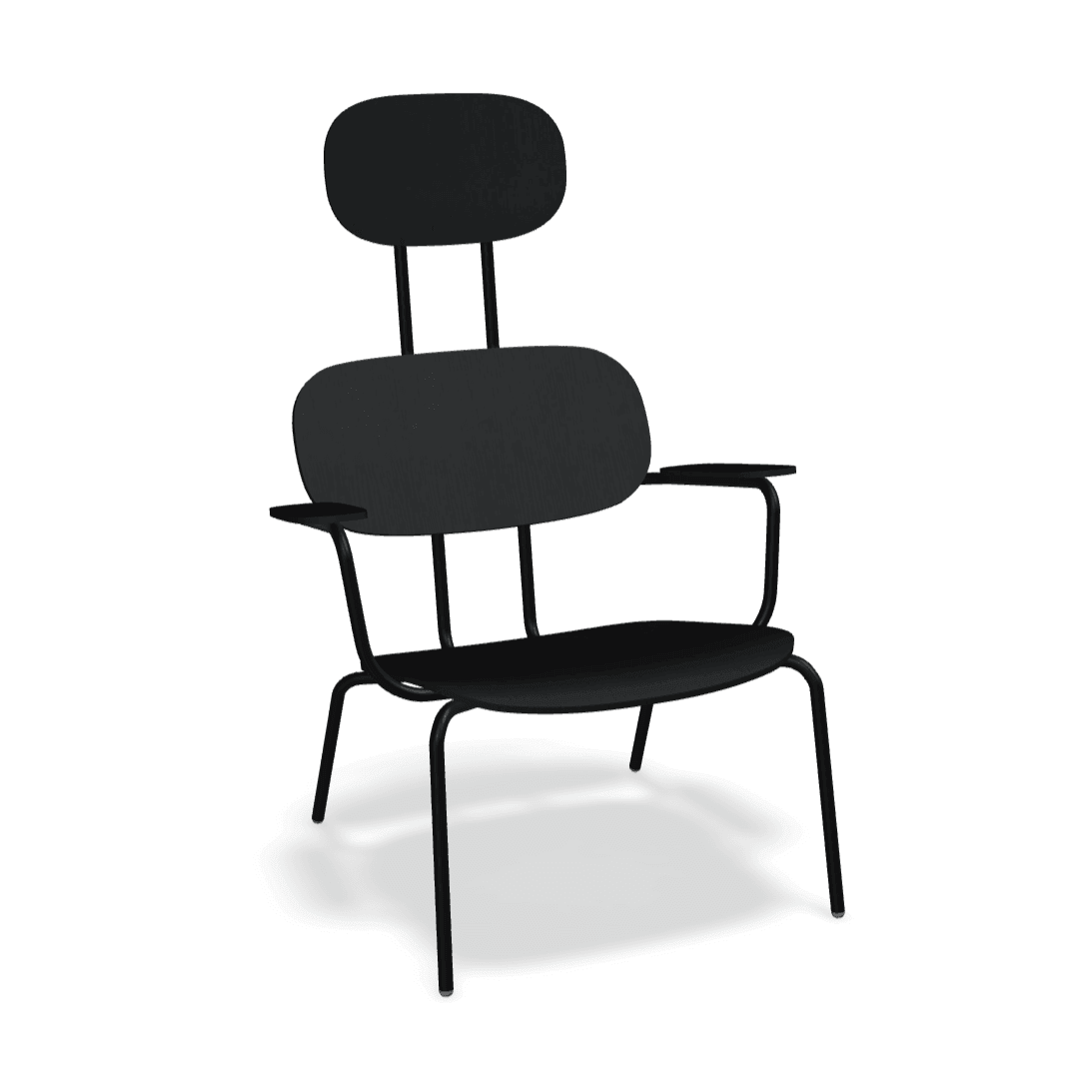 Fotel z zagłówkiem NEW SCHOOL LOUNGE czarny MDD czarny bez podnóżka Eye on Design