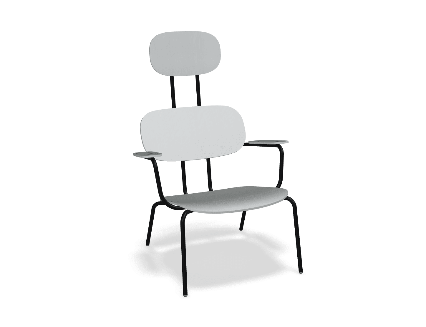 Fotel z zagłówkiem NEW SCHOOL LOUNGE czarny MDD perłowy biały bez podnóżka Eye on Design