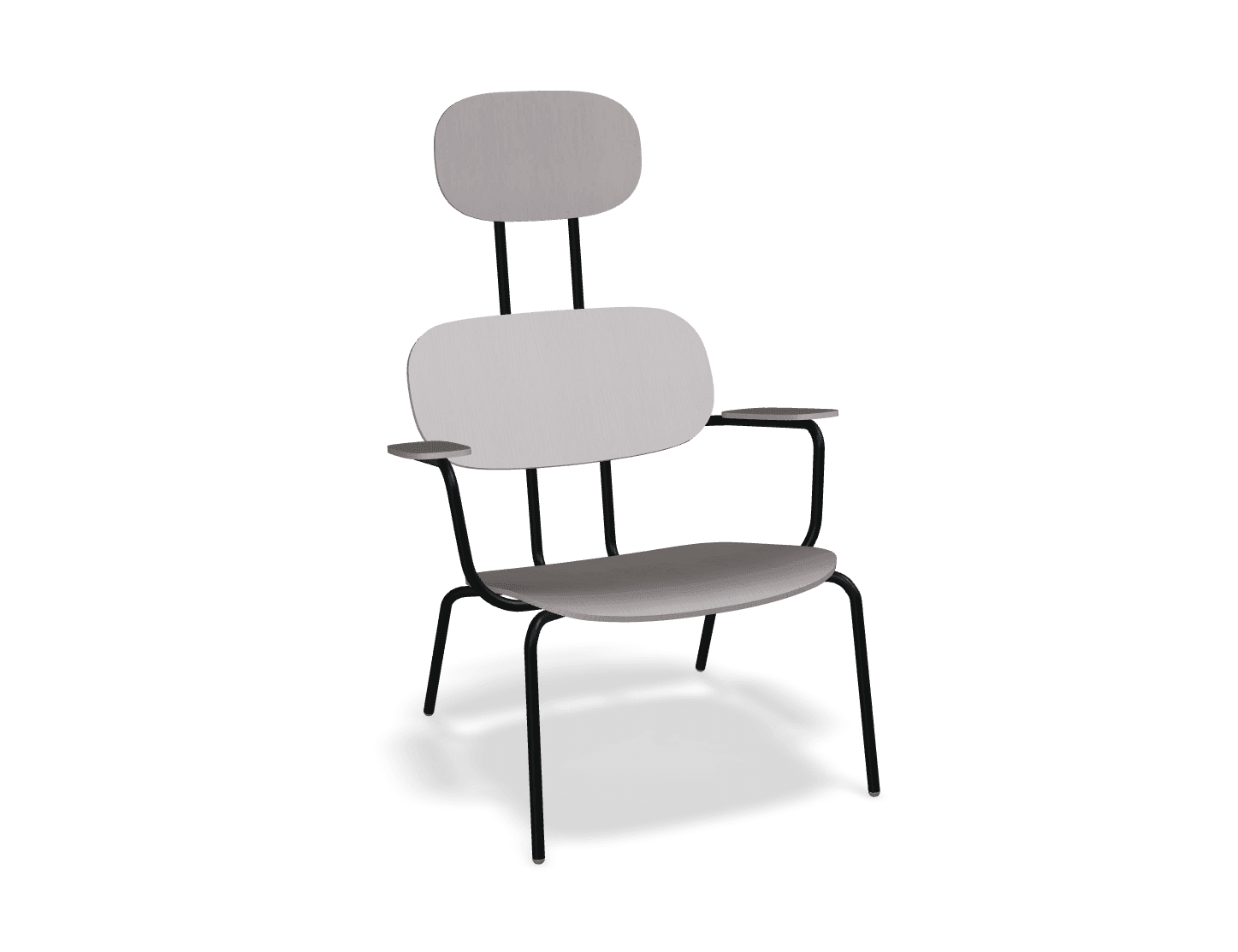 Fotel z zagłówkiem NEW SCHOOL LOUNGE czarny MDD beżowy bez podnóżka Eye on Design