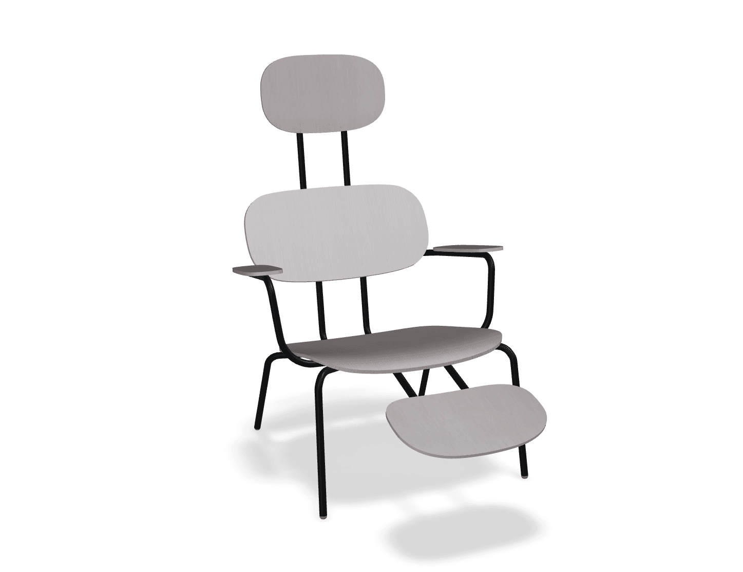 Fotel z zagłówkiem NEW SCHOOL LOUNGE czarny MDD beżowy z podnóżkiem Eye on Design