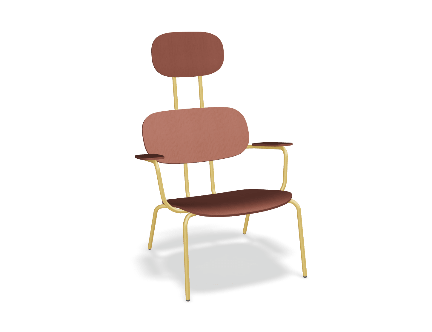 Fotel z zagłówkiem NEW SCHOOL LOUNGE żółty MDD ceglasty bez podnóżka Eye on Design