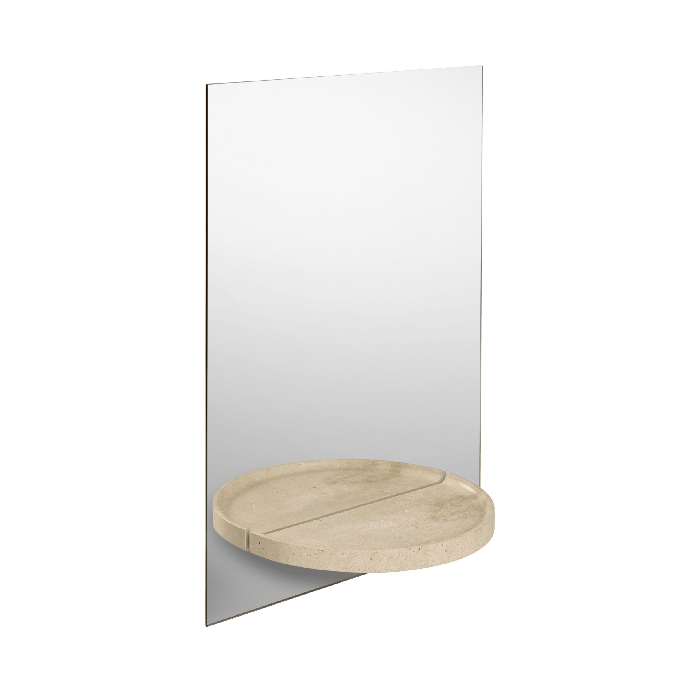 SYMMETRY mirror with shelf travertine