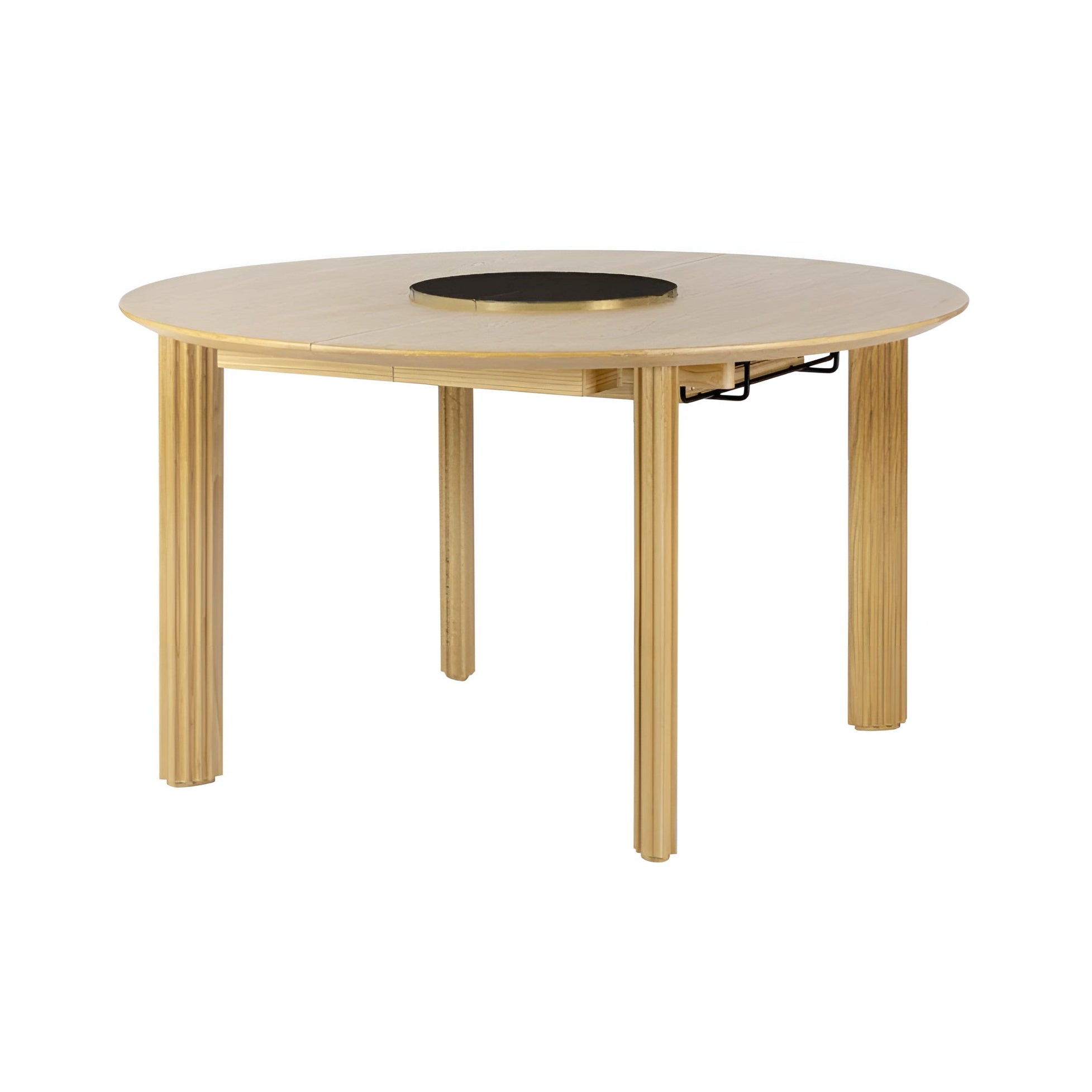 COMFORT CIRCLE round extendable table made of oak with a marble base