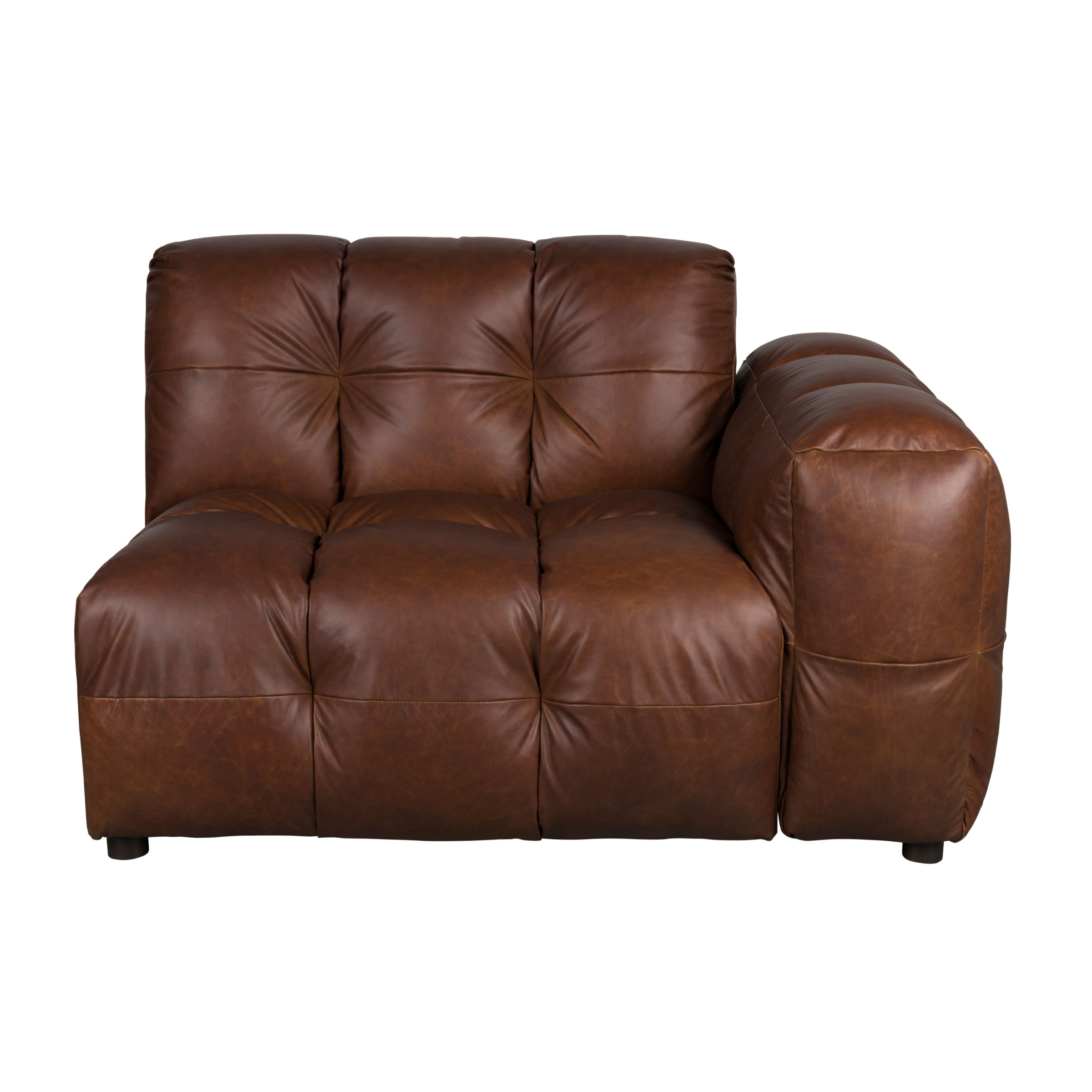 HACKMAN Modular Sofa - Right-End Element in Chocolate Leather