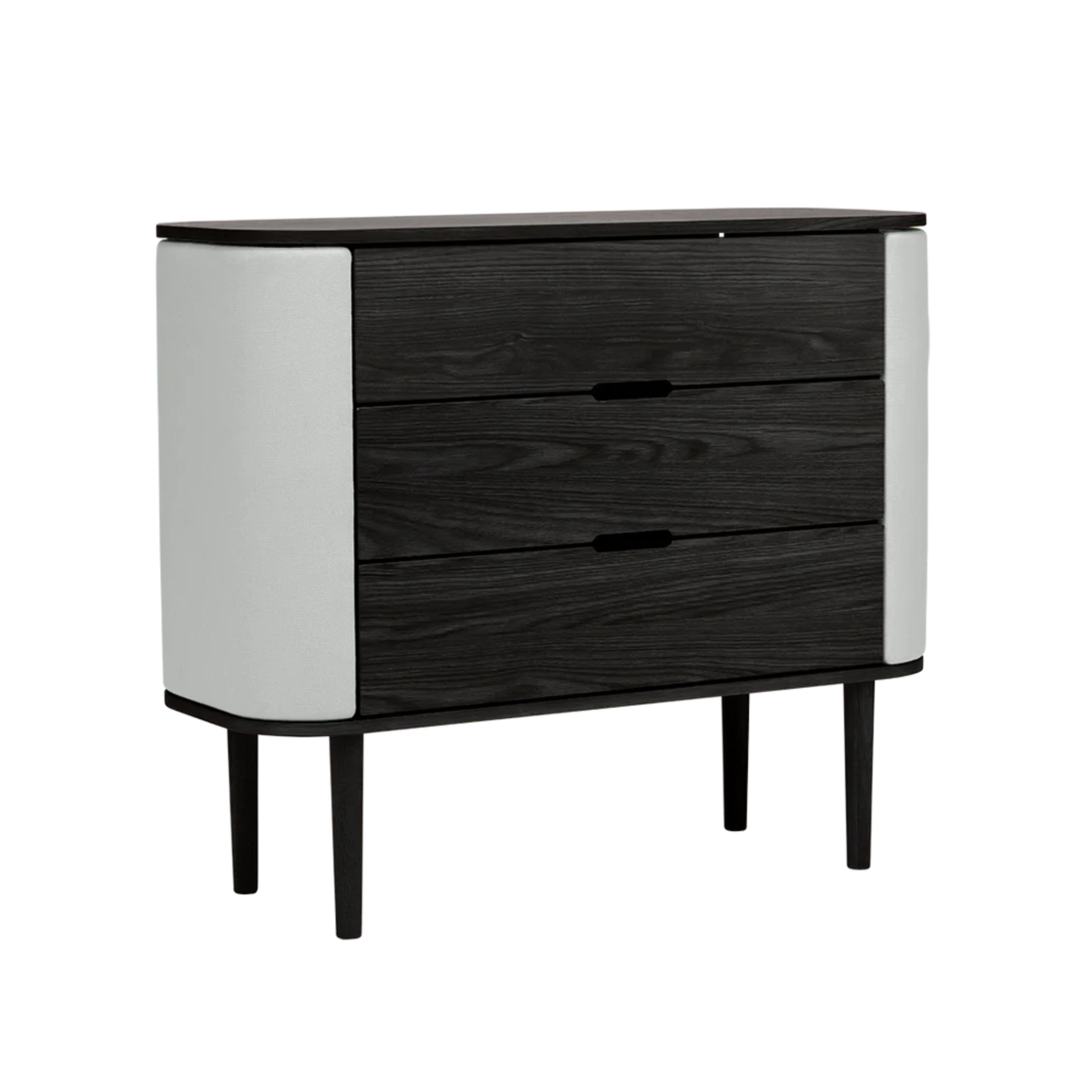 Skriňa TREASURES zlomená biela s čiernym podstavcom