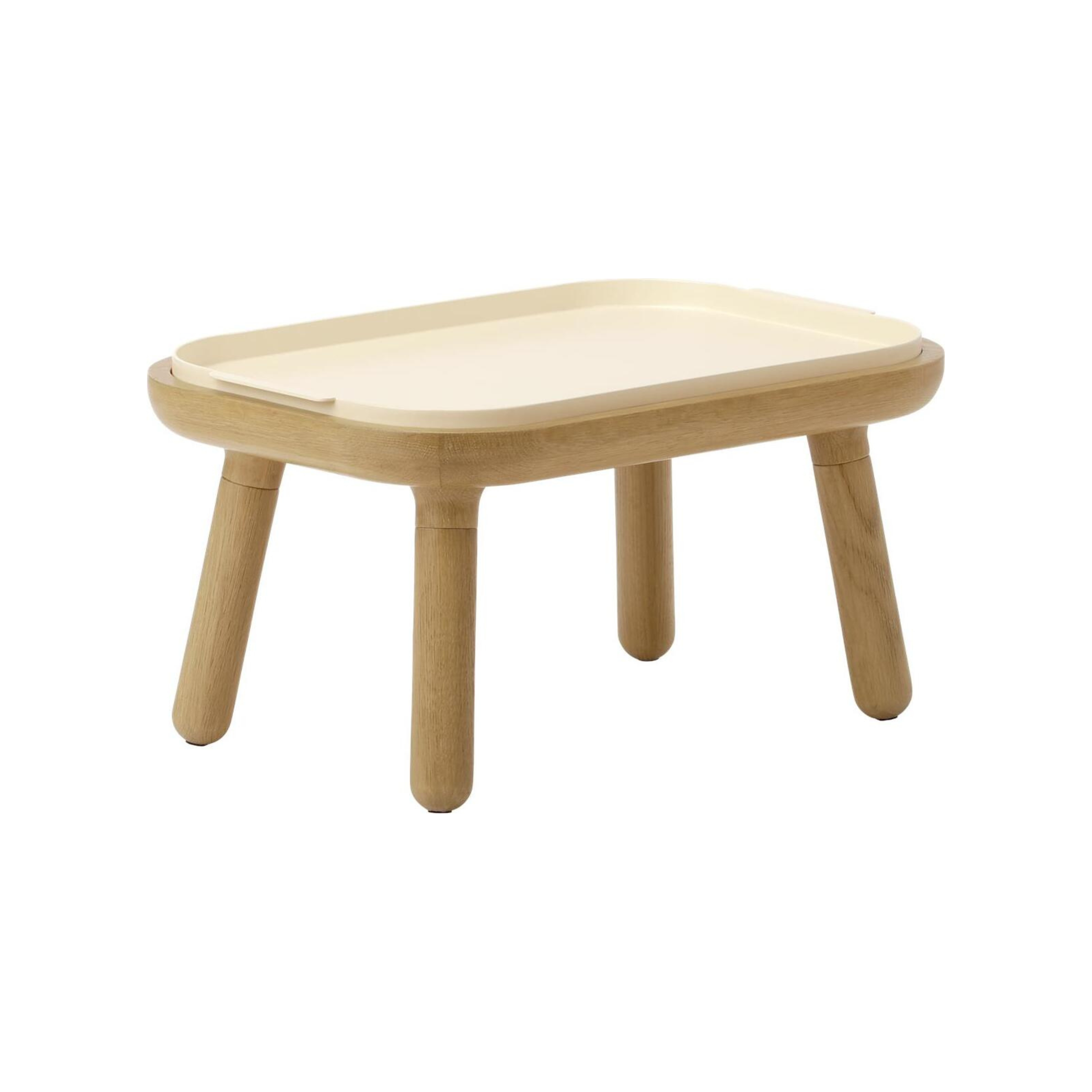 Kávový stolík PAFF perlová biela s dubovou základňou