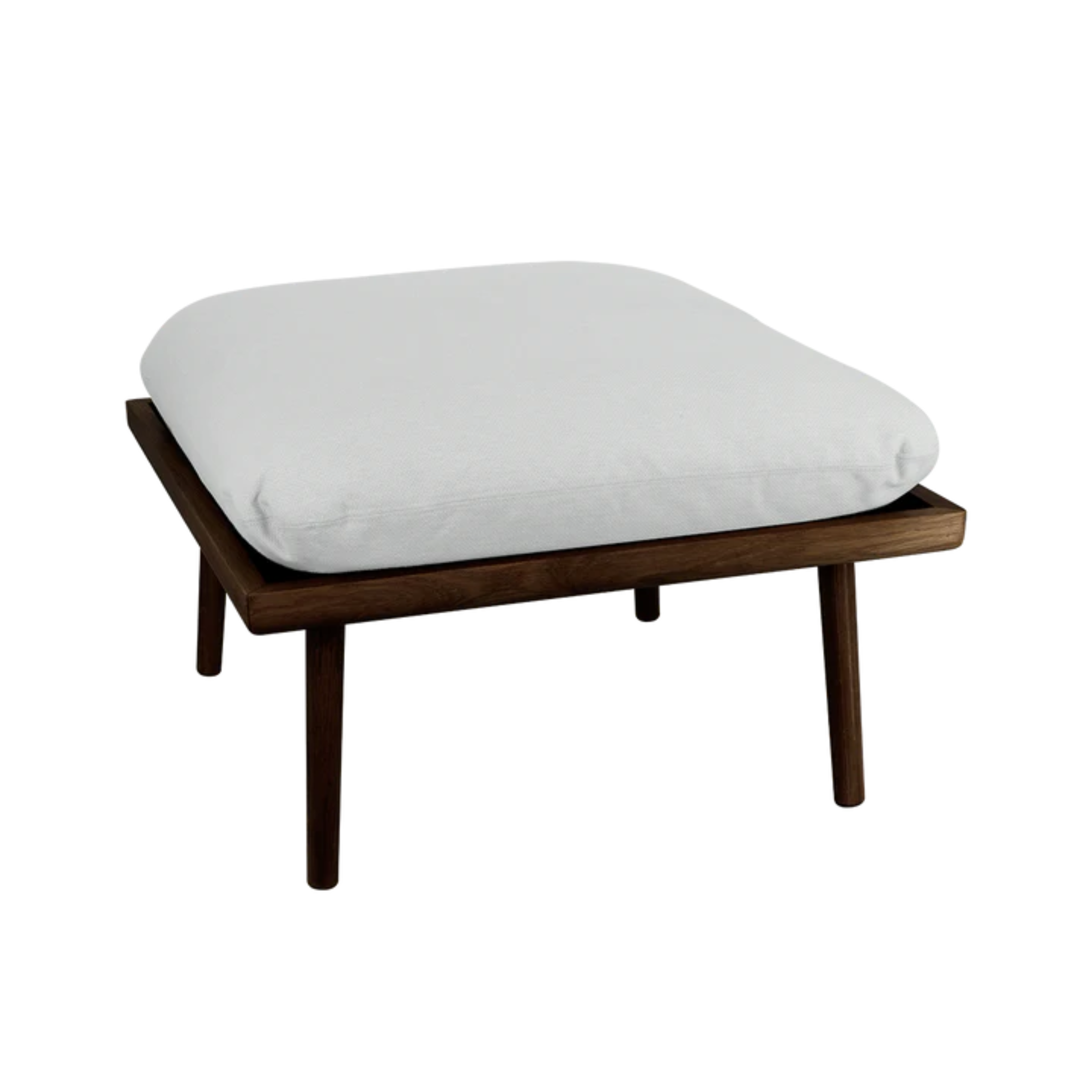 Puf LOUNGE AROUND SHUFFLE zlomená biela s tmavým dubovým podstavcom
