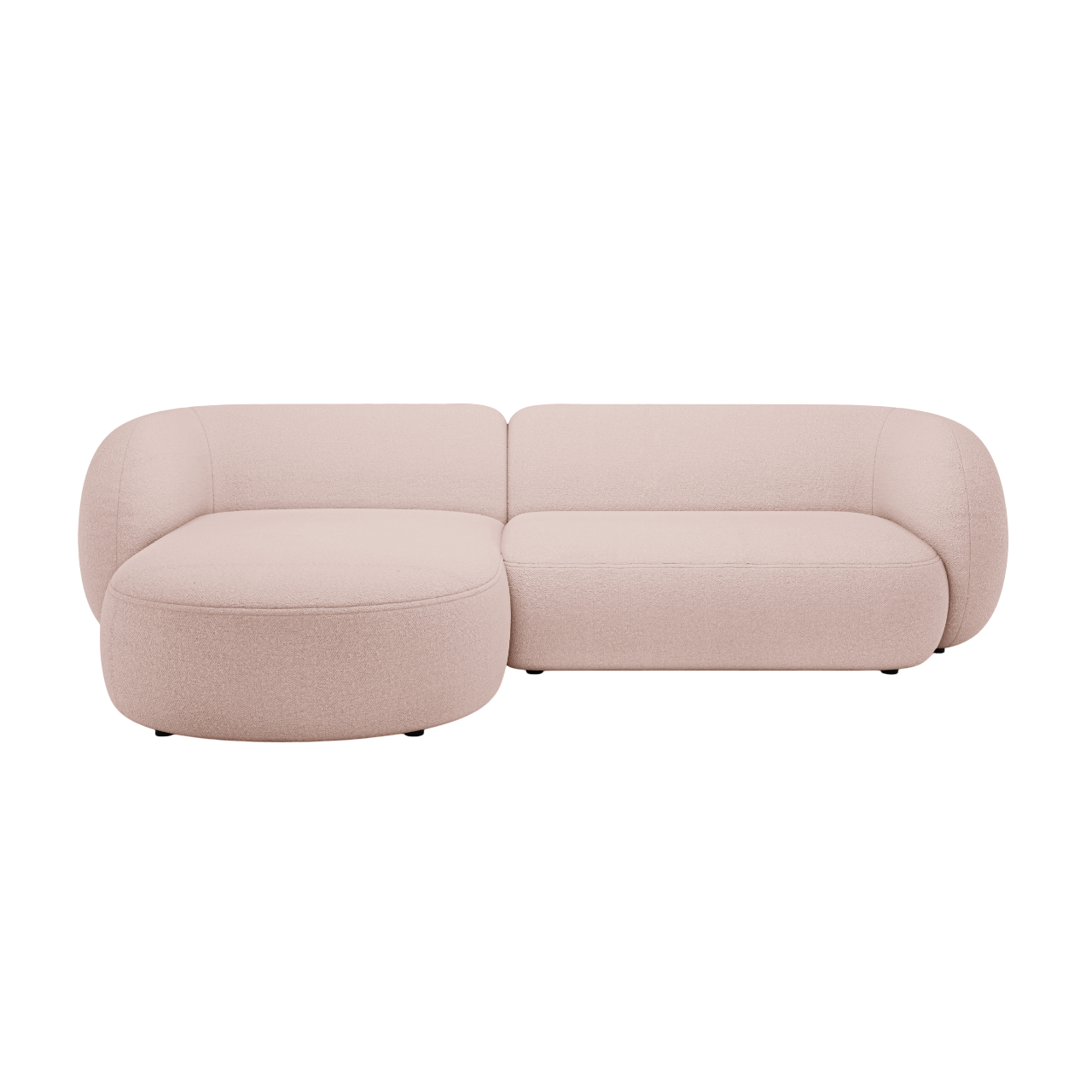 Left-facing 3-seater sofa KATE pink boucle