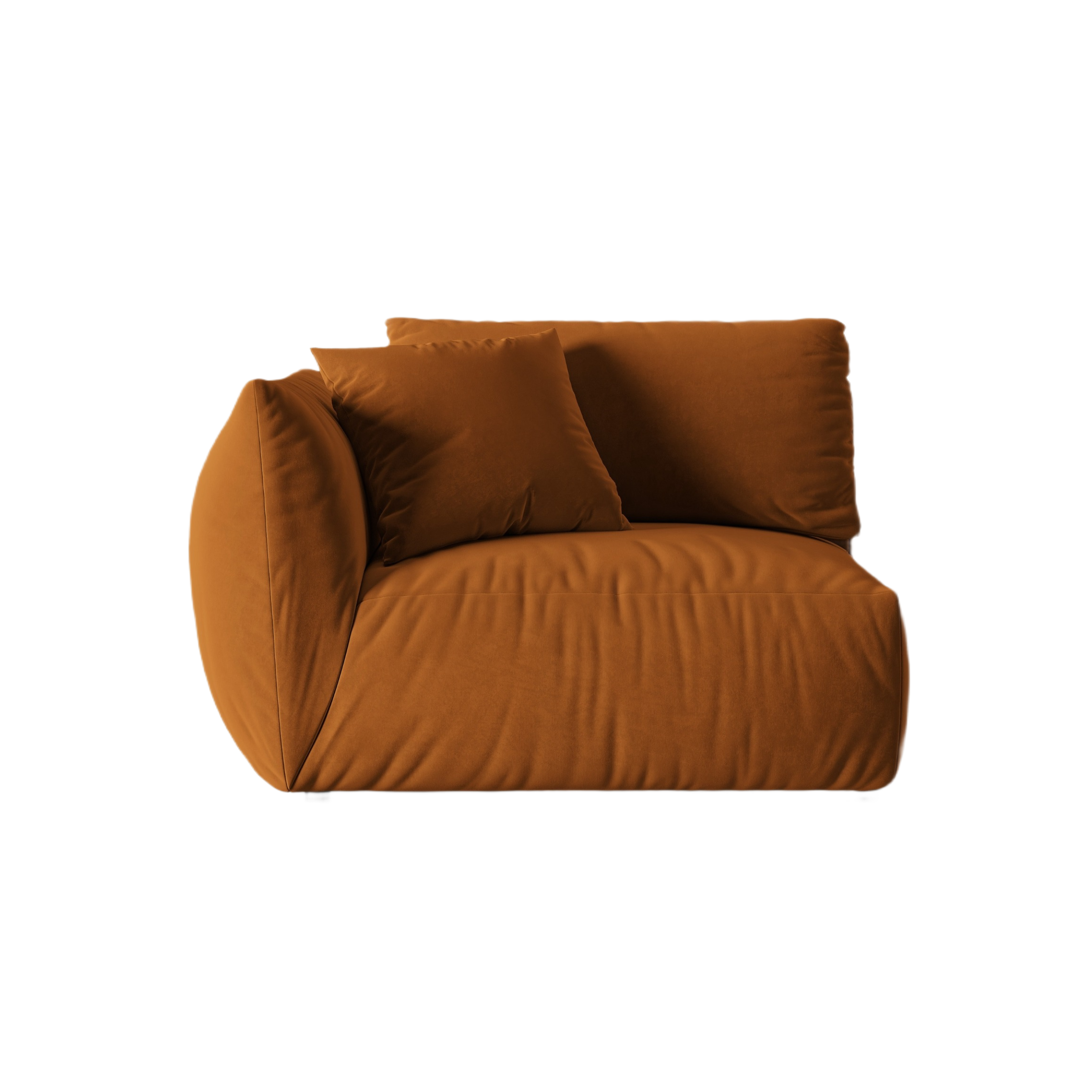 CHRIS velvet modular sofa - wide left element terracotta