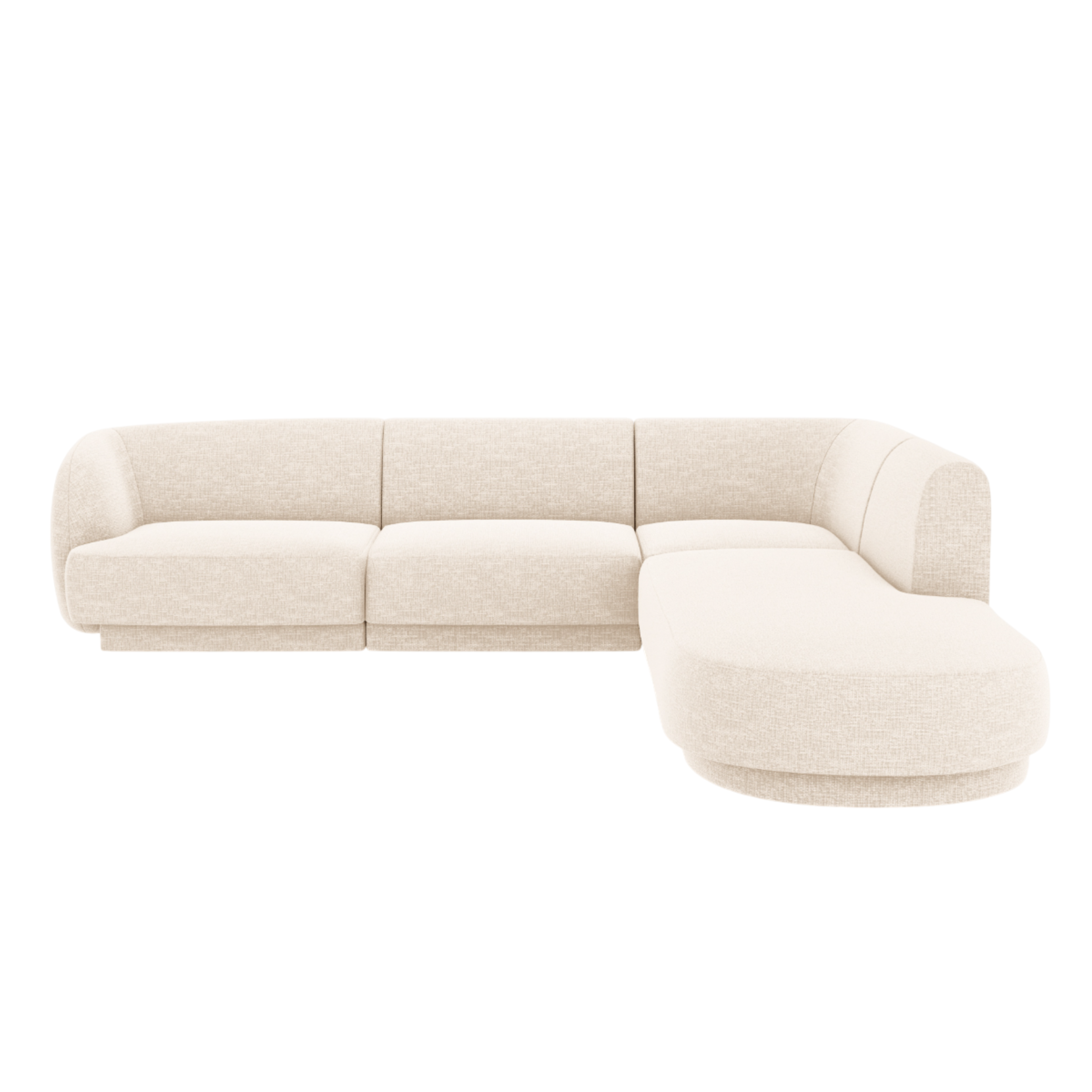 Right-facing corner sofa for 6 people MILEY ivory chenille