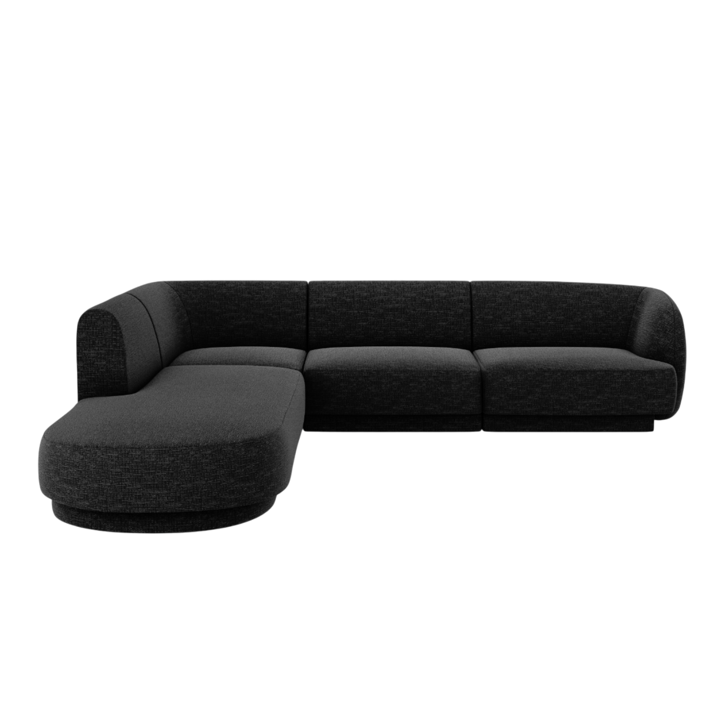 Left-sided corner sofa for 6 people MILEY black chenille