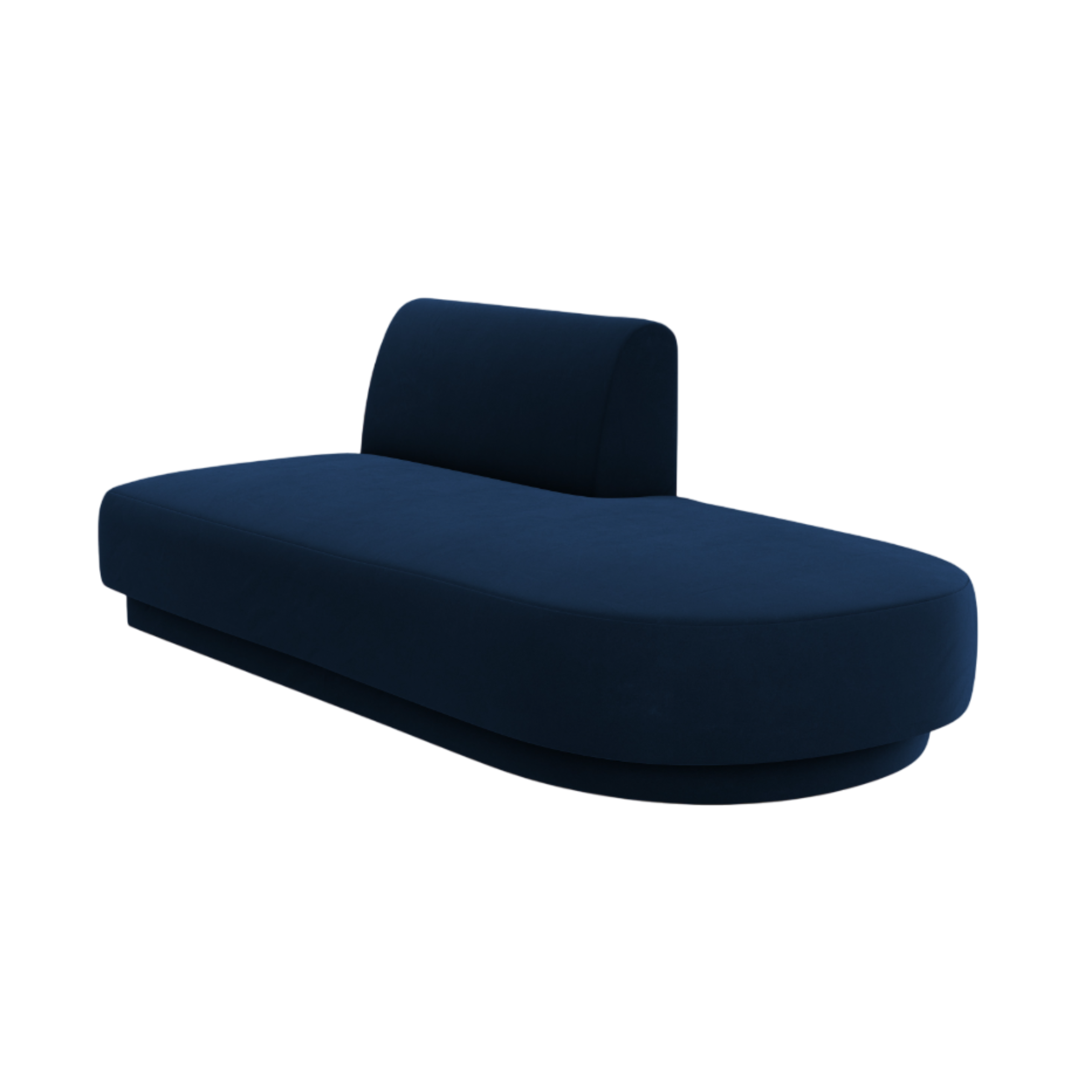 2-seater velvet right-facing chaise longue MILEY royal blue