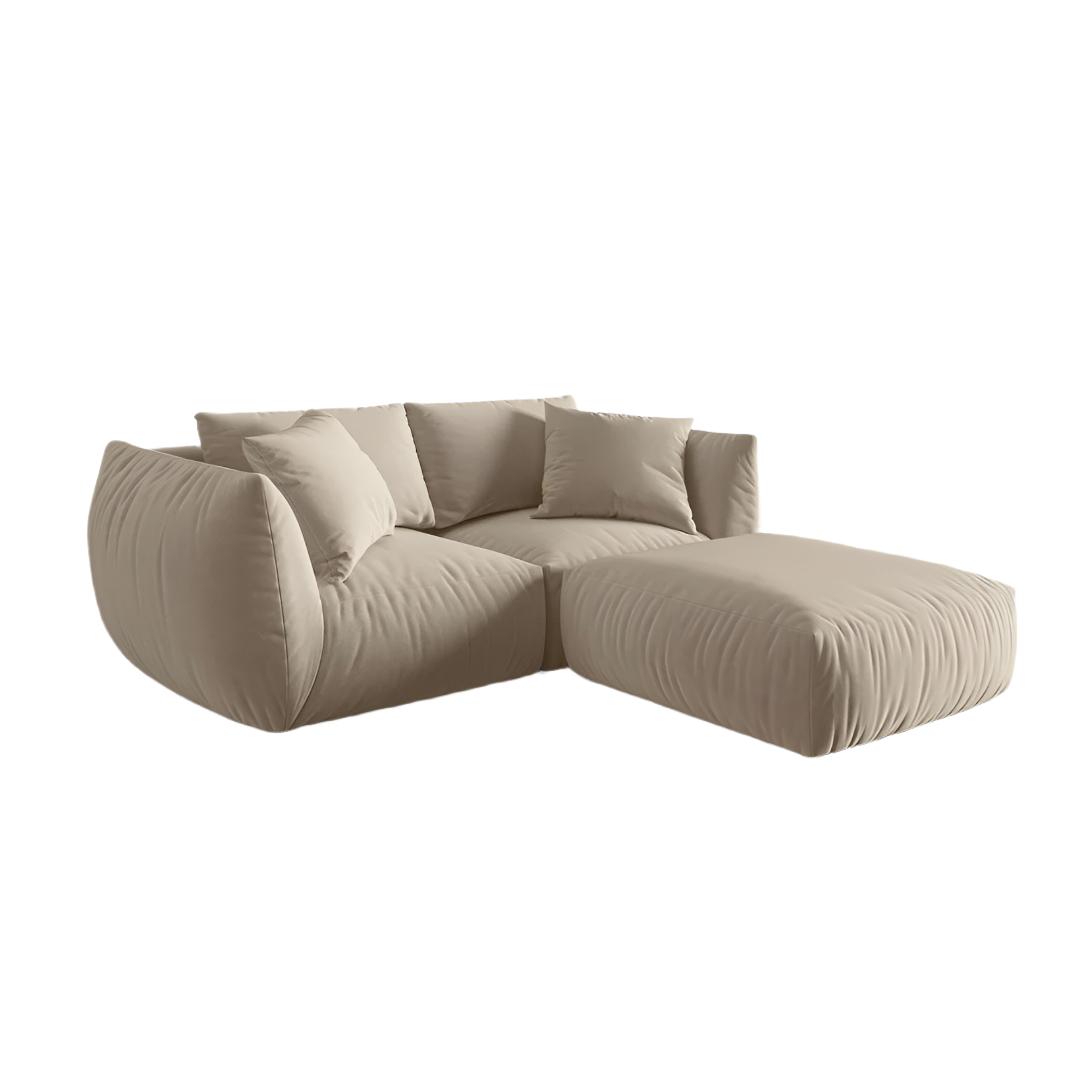 Left-facing velvet corner sofa CHRIS ecru