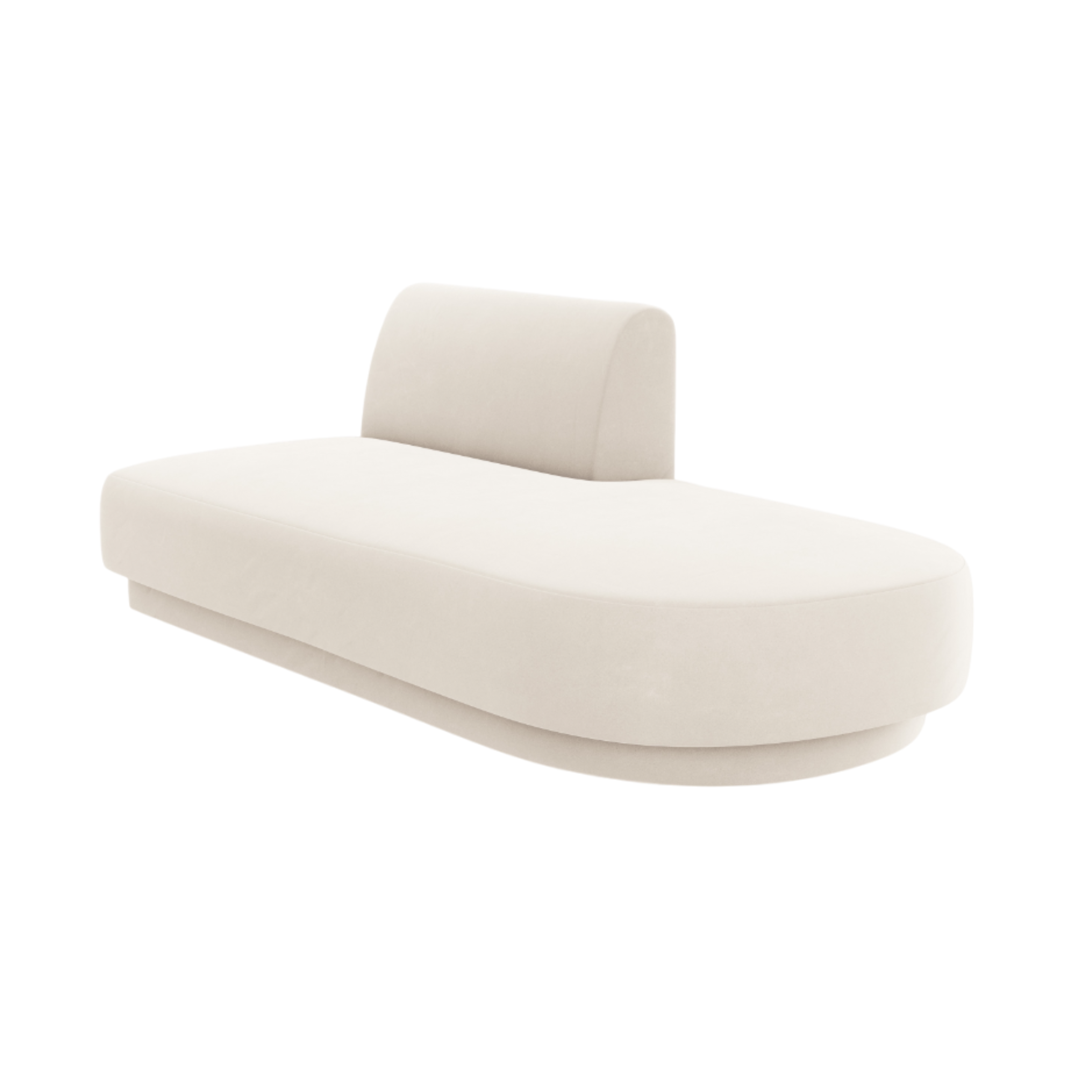 Dvojmiestny sametový pravostranný szezlong MILEY svetlo béžový