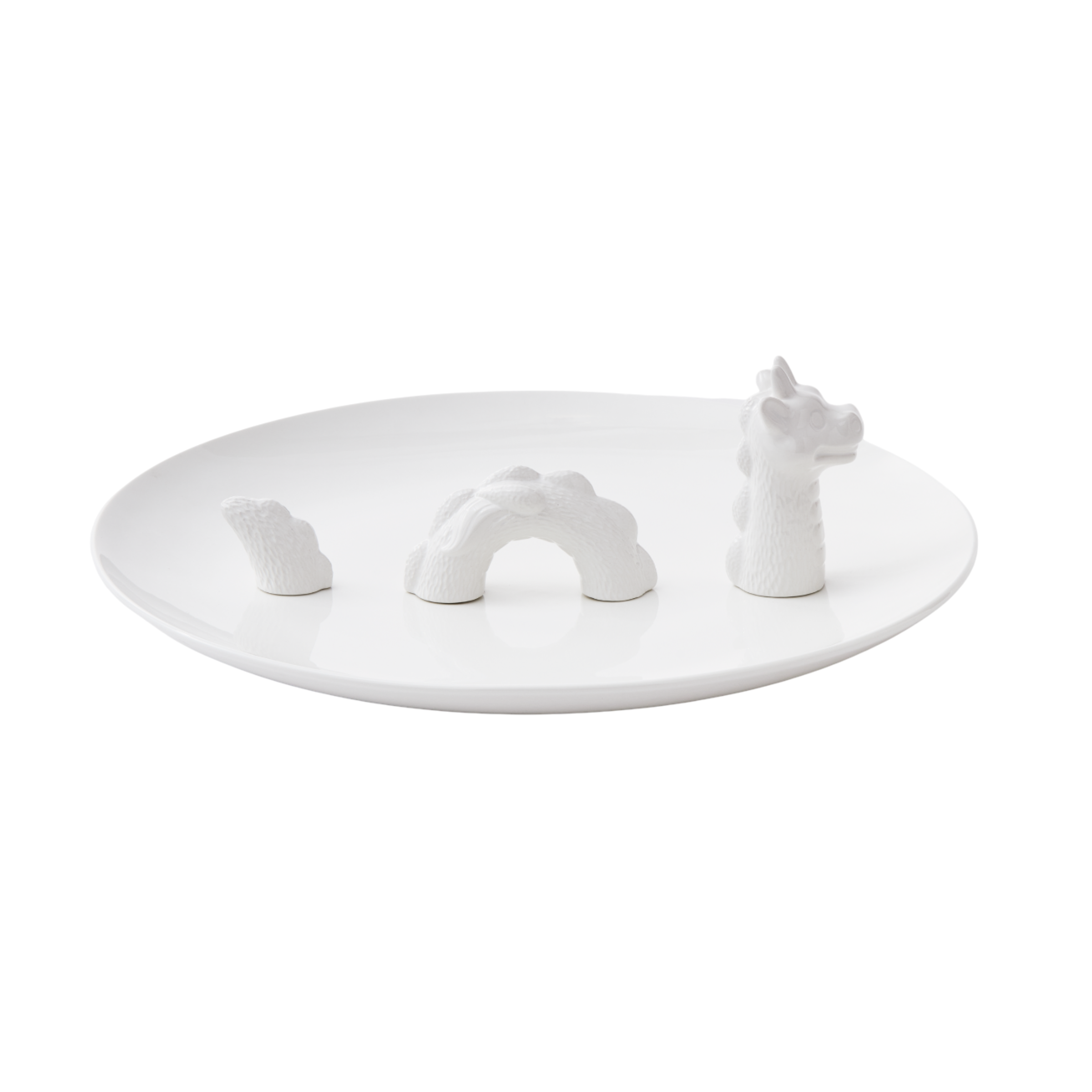 Decorative plate DRAGON white