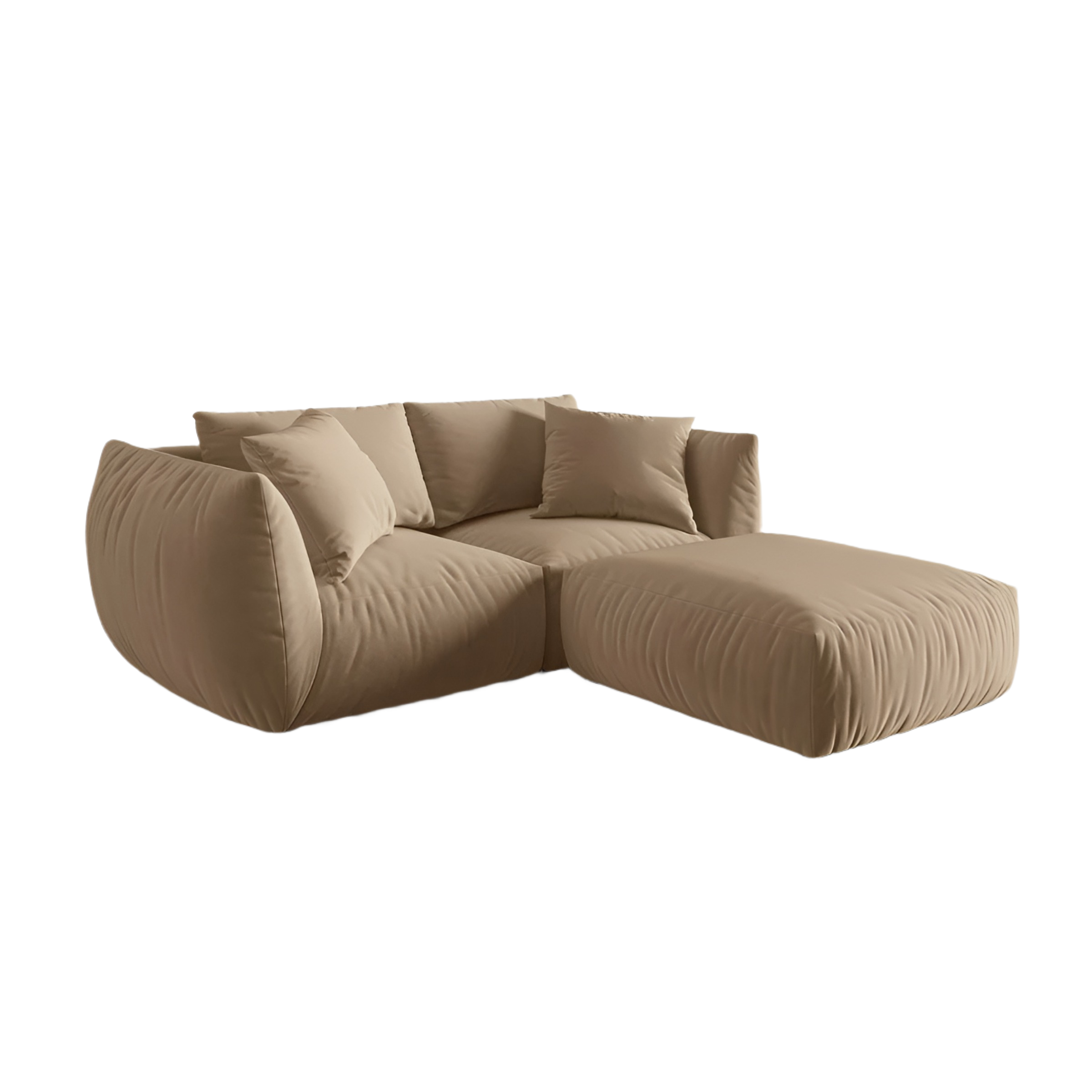 Left-facing velvet corner sofa CHRIS sand
