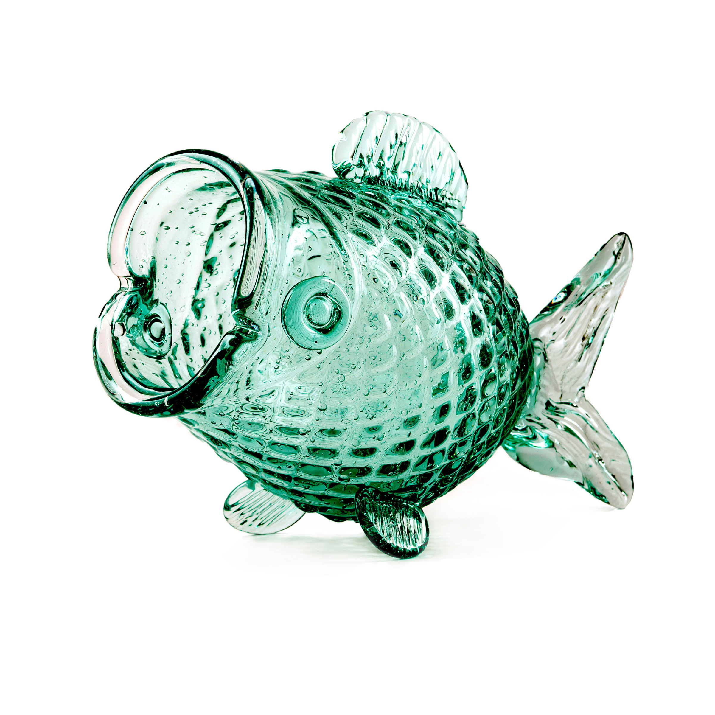 FAT FISH container green glass