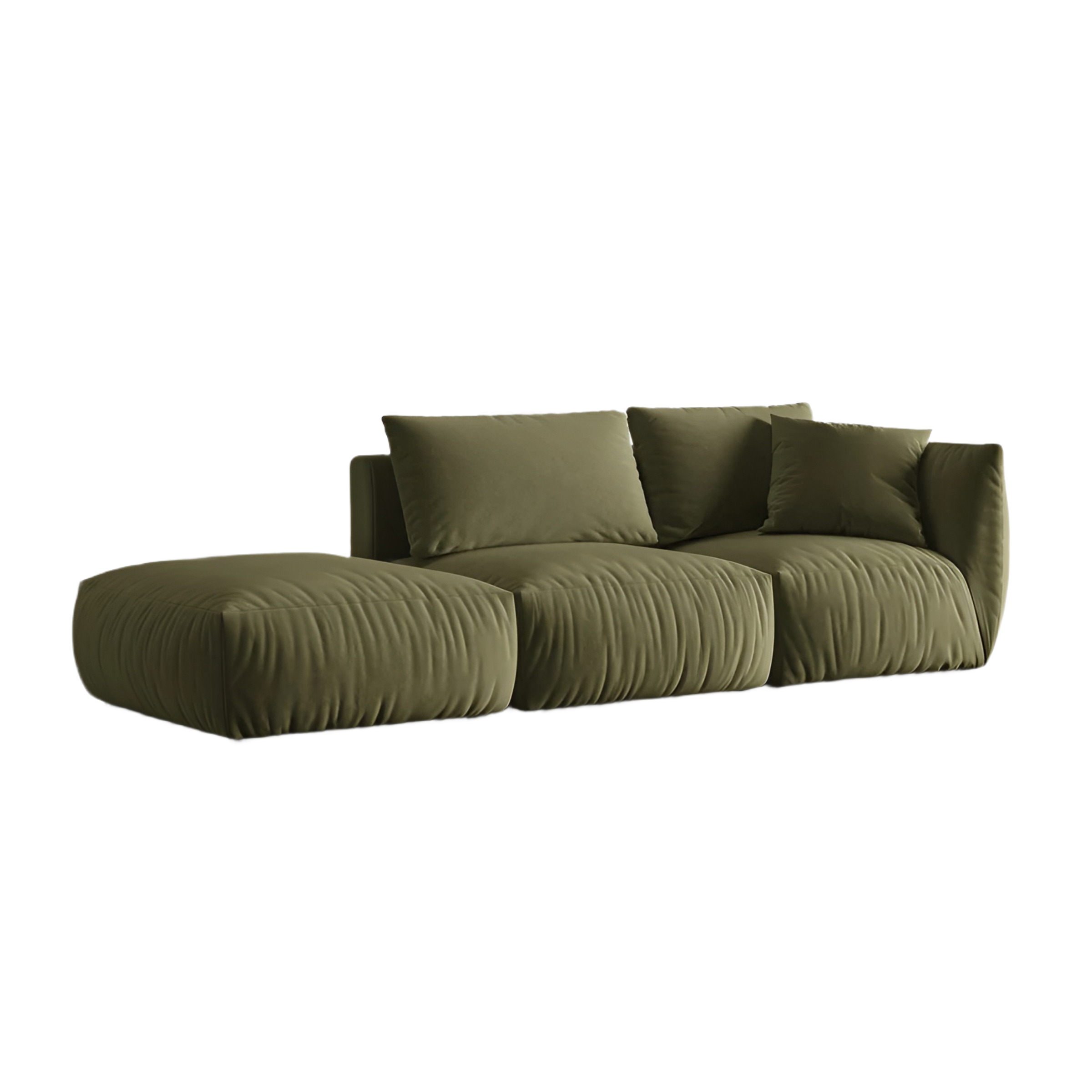 Left-facing 3-seater velvet modular sofa CHRIS light green