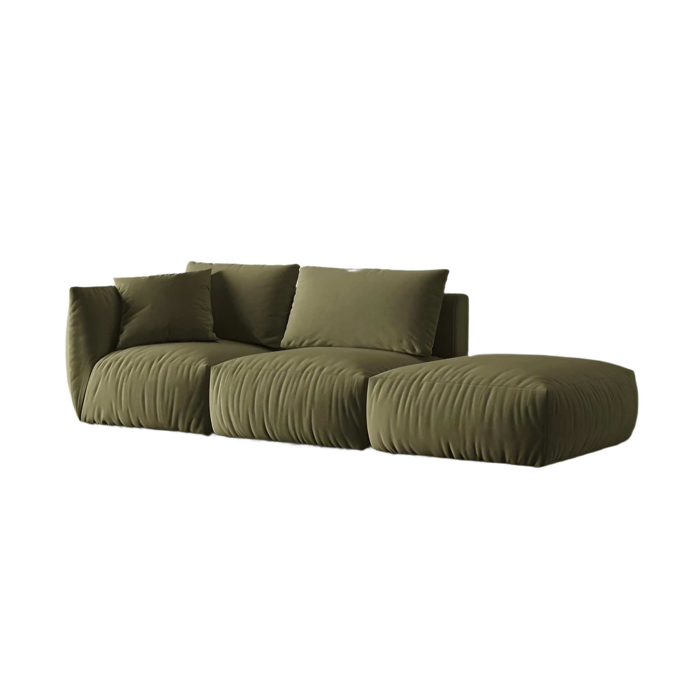 Modular velvet 3-seater right-facing sofa CHRIS light green