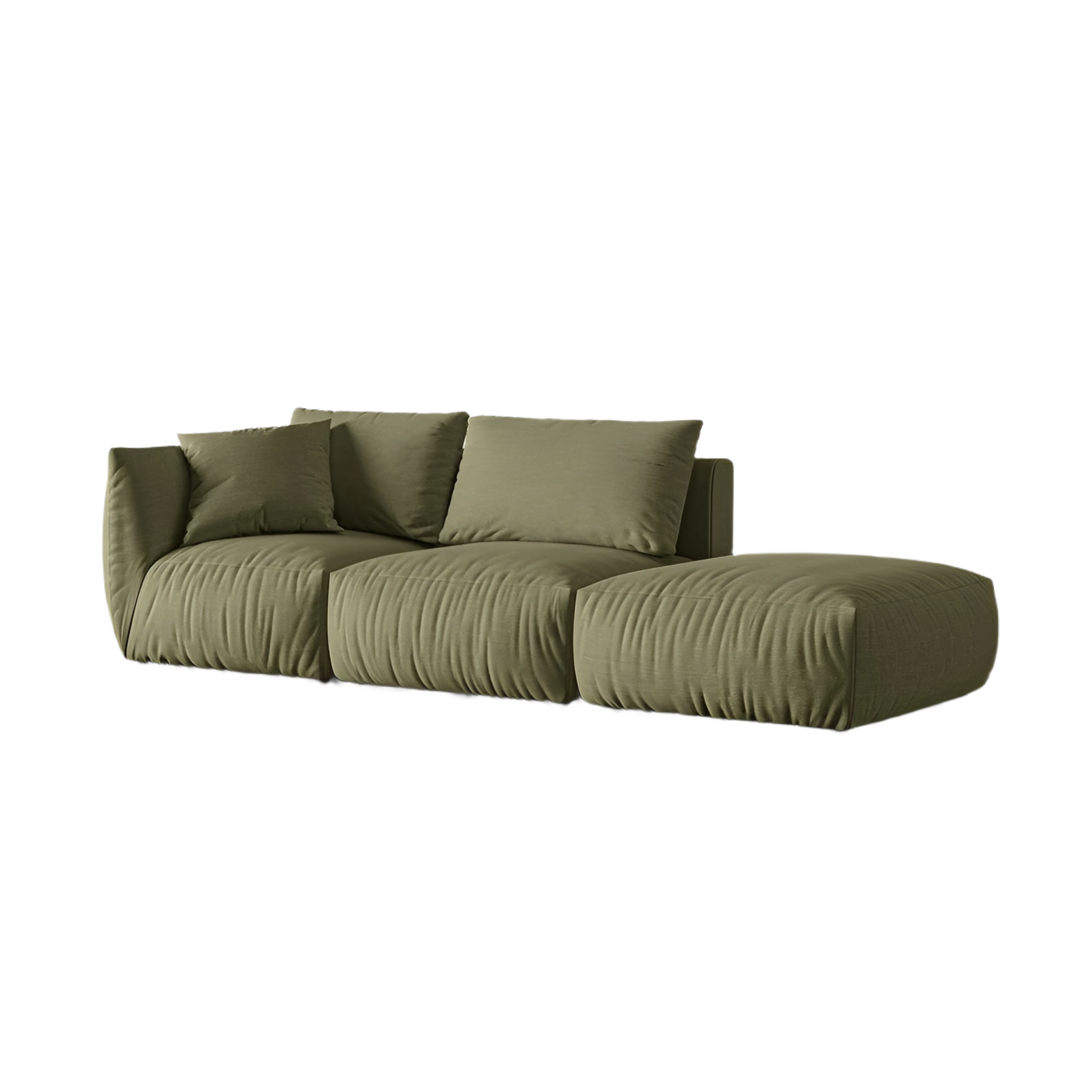 Right-facing 3-seater modular sofa CHRIS light green chenille