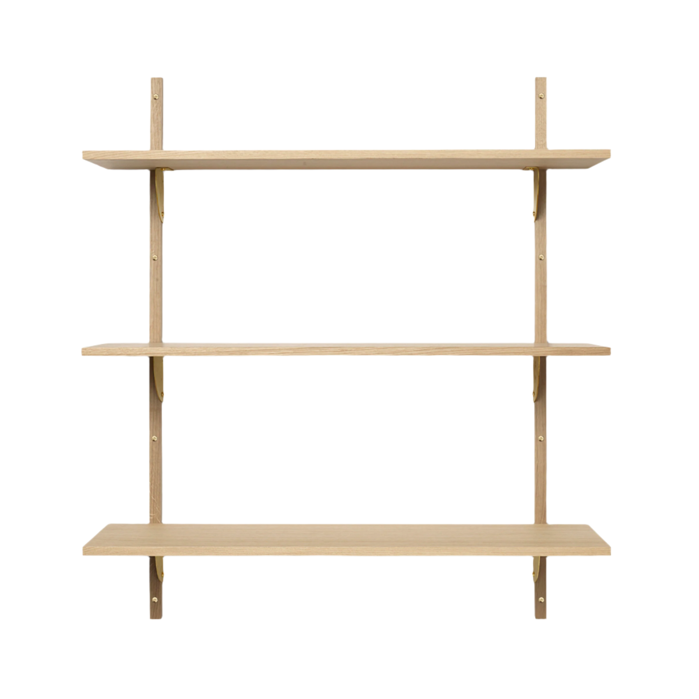 Polica SECTOR TRIPLE WIDE dubová dyha s mosadzným povrchom