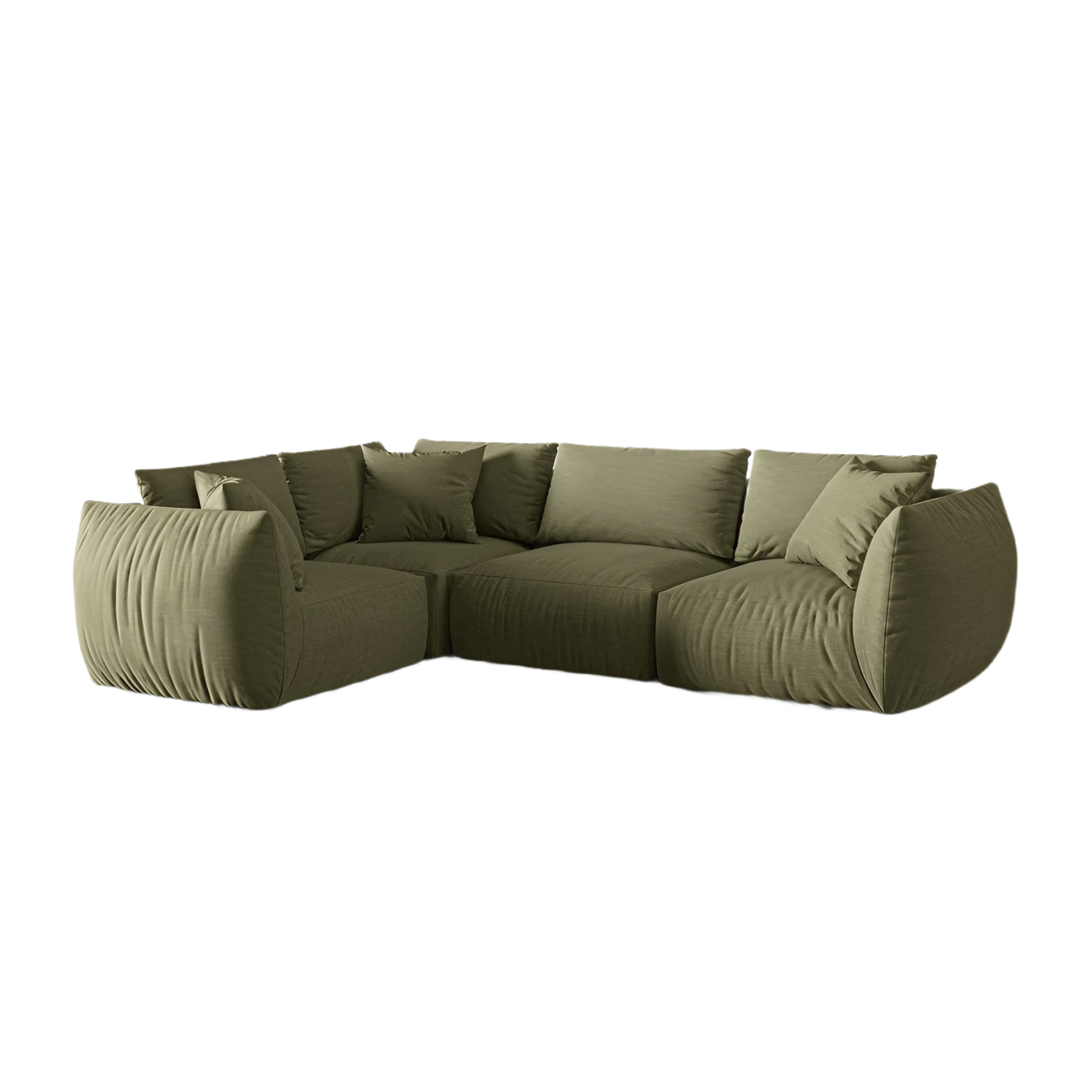 Left-facing 4-seater corner sofa CHRIS light green chenille