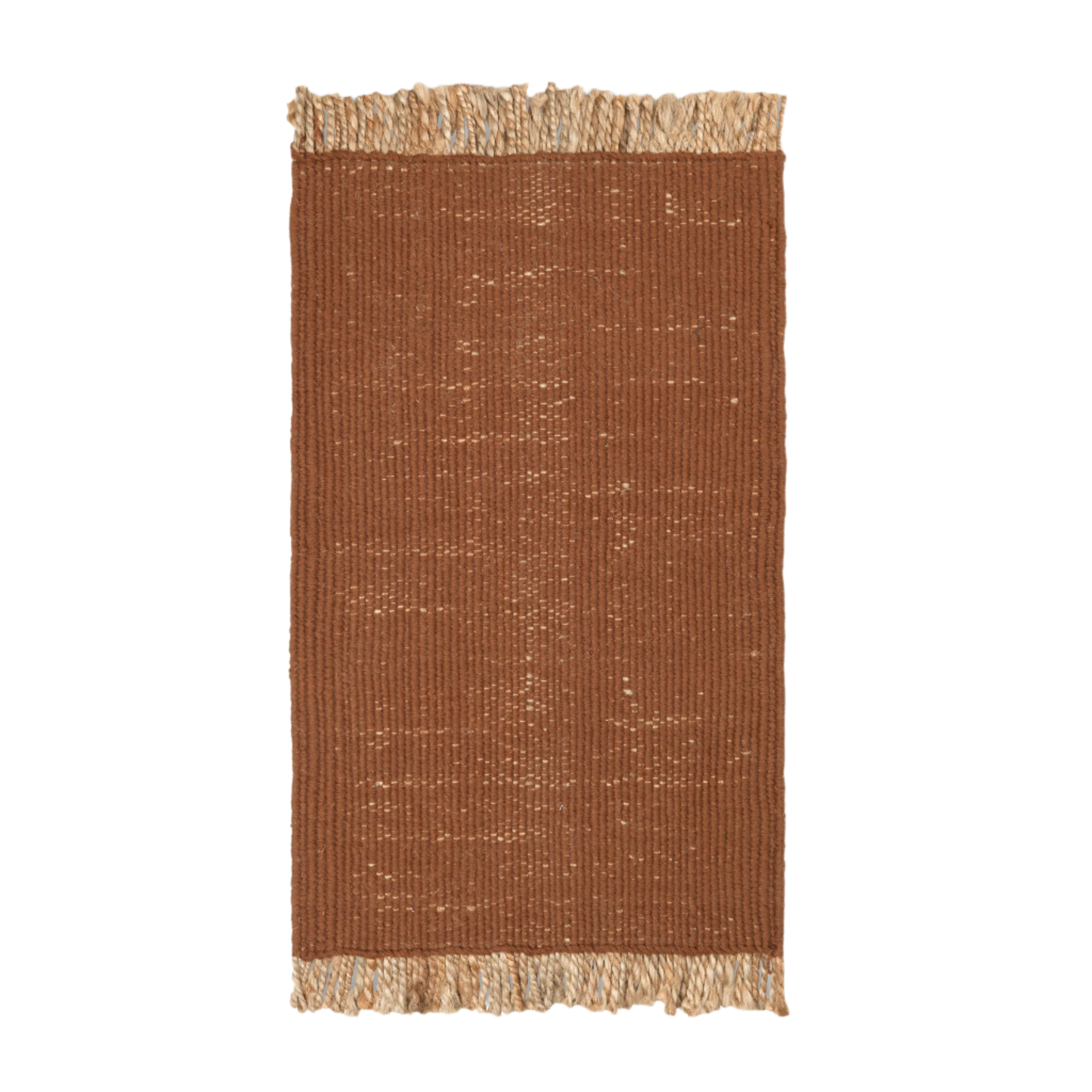 Koberec BLOCK MAT tehlový s béžovými strapcami