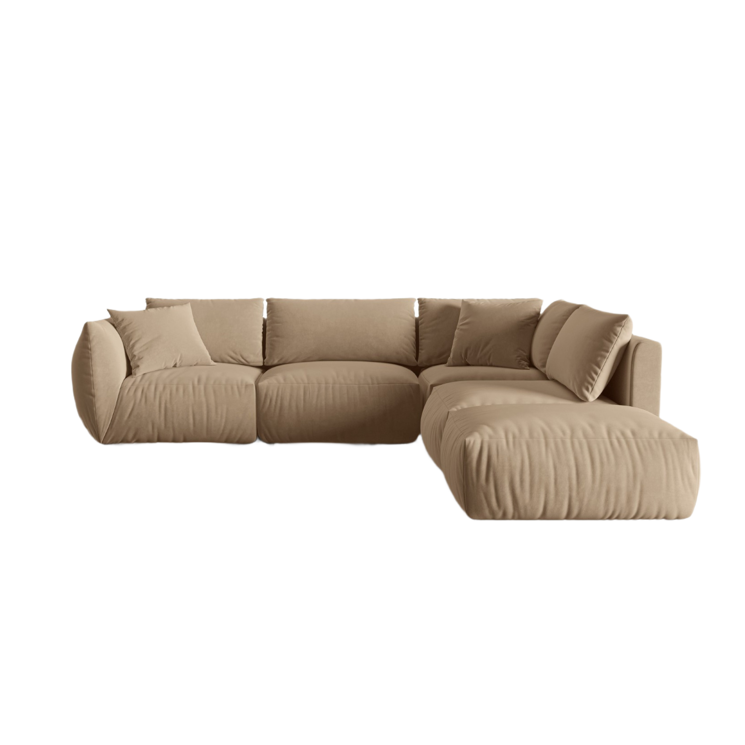 CHRIS Sand Right-Handed Velvet Modular Sofa for 4 People