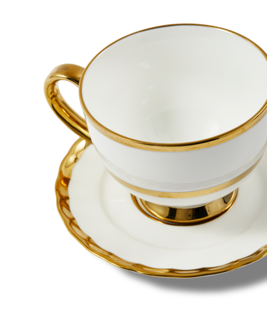 GOLDEN FINDS porcelain tea cup set