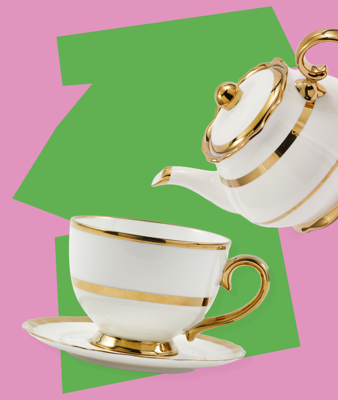 GOLDEN FINDS porcelain tea cup set