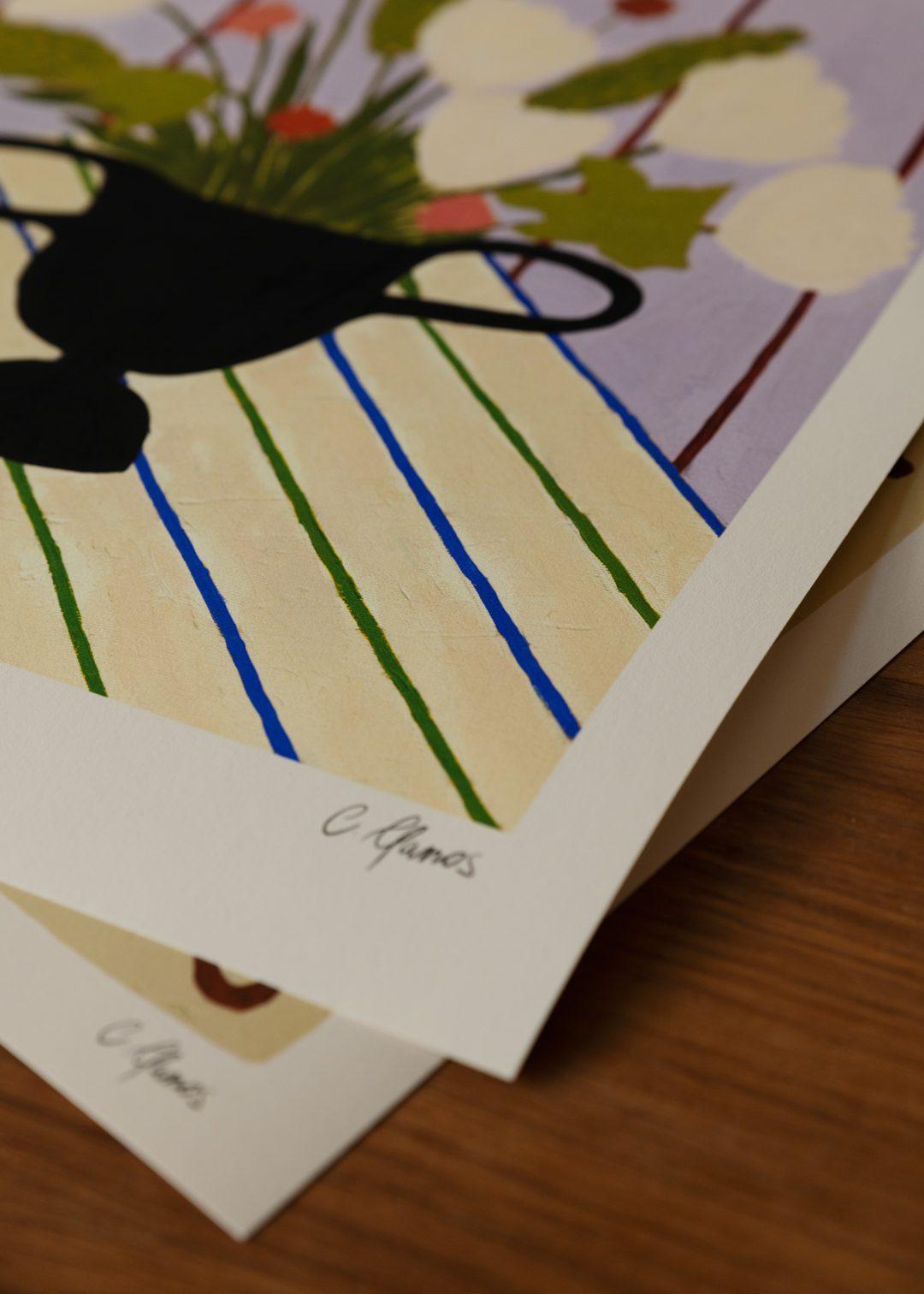 Grafika artystyczna FLOWERS ON STRIPED CLOTH The Poster Club Eye on Design