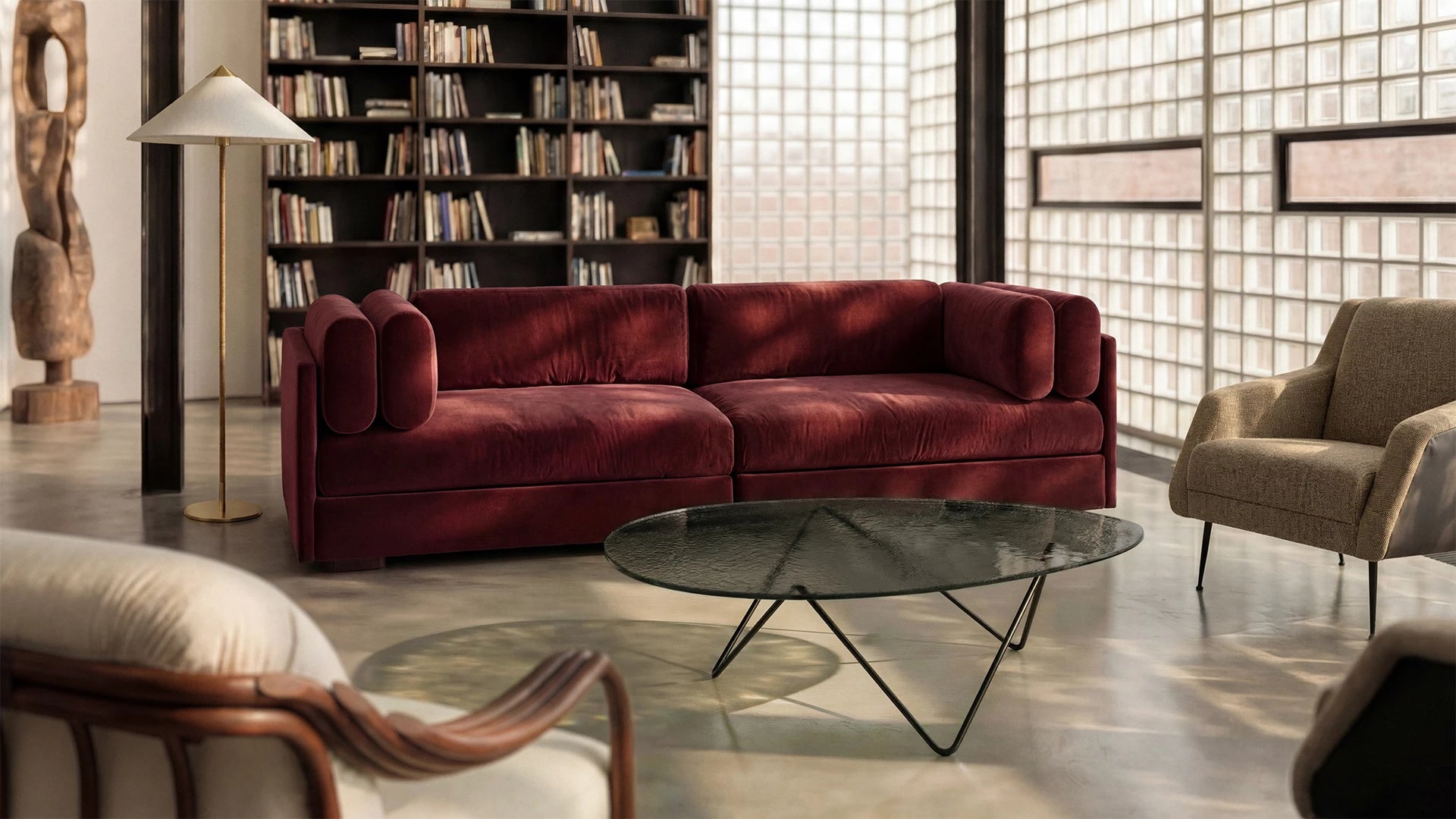 Kávový stolík PEDRERA hnedé sklo s čiernym podstavcom