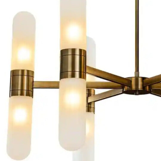 TRICON chandelier with milk glass and brown