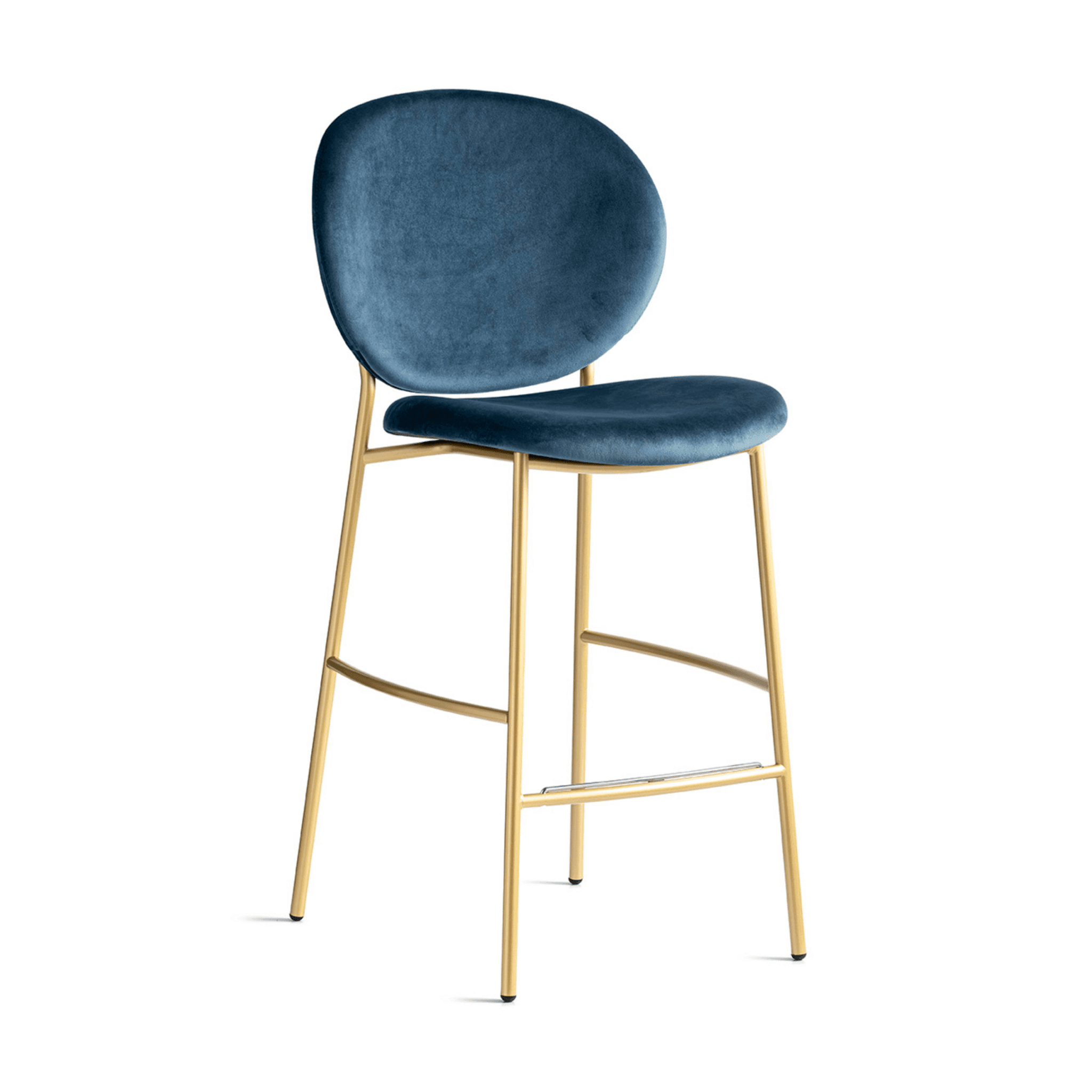 Hoker aksamitny INÈS niebieski Calligaris matowy mosiądz Eye on Design
