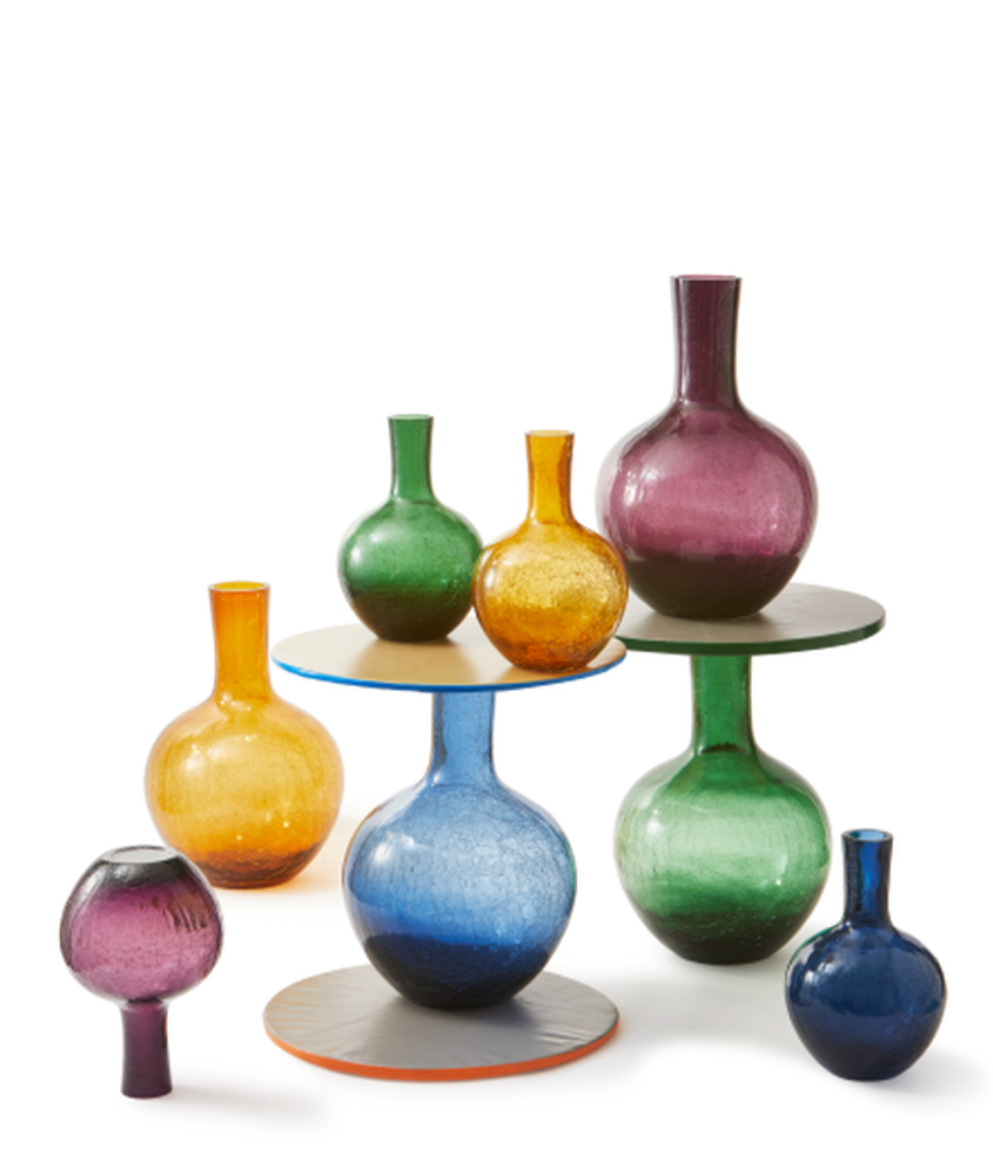 CRACKLED GLASS vase dark green