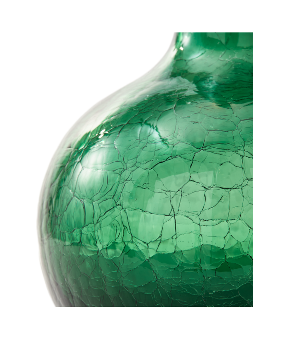 CRACKLED GLASS vase dark green