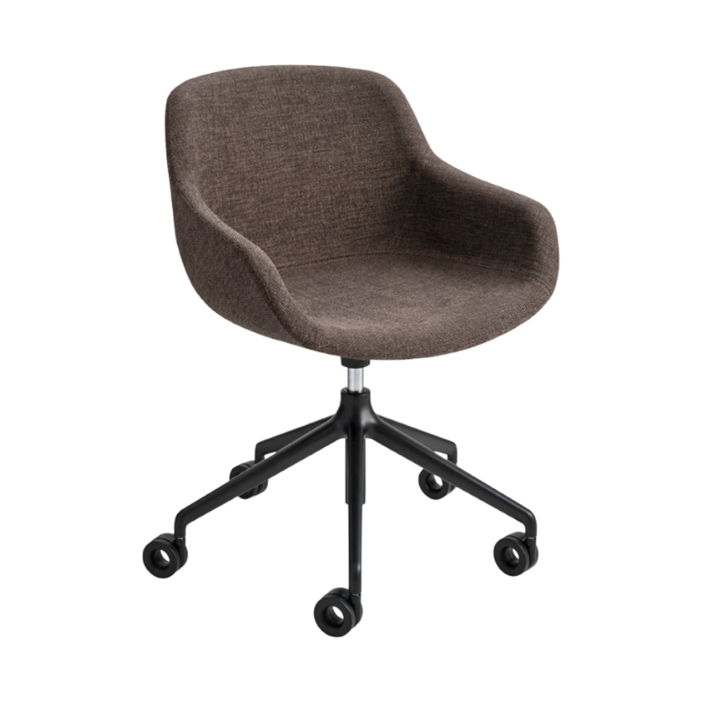Upholstered IGLOO office chair with a black base