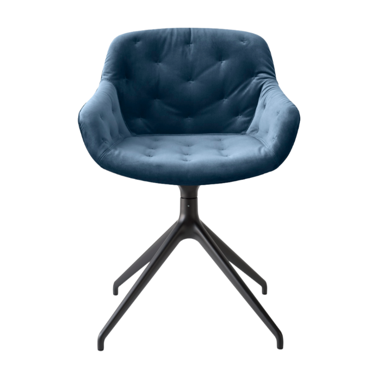 IGLOO upholstered quilted swivel chair with black base