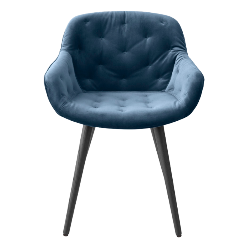 IGLOO Armchair with Upholstered Seat and Black Wooden Base