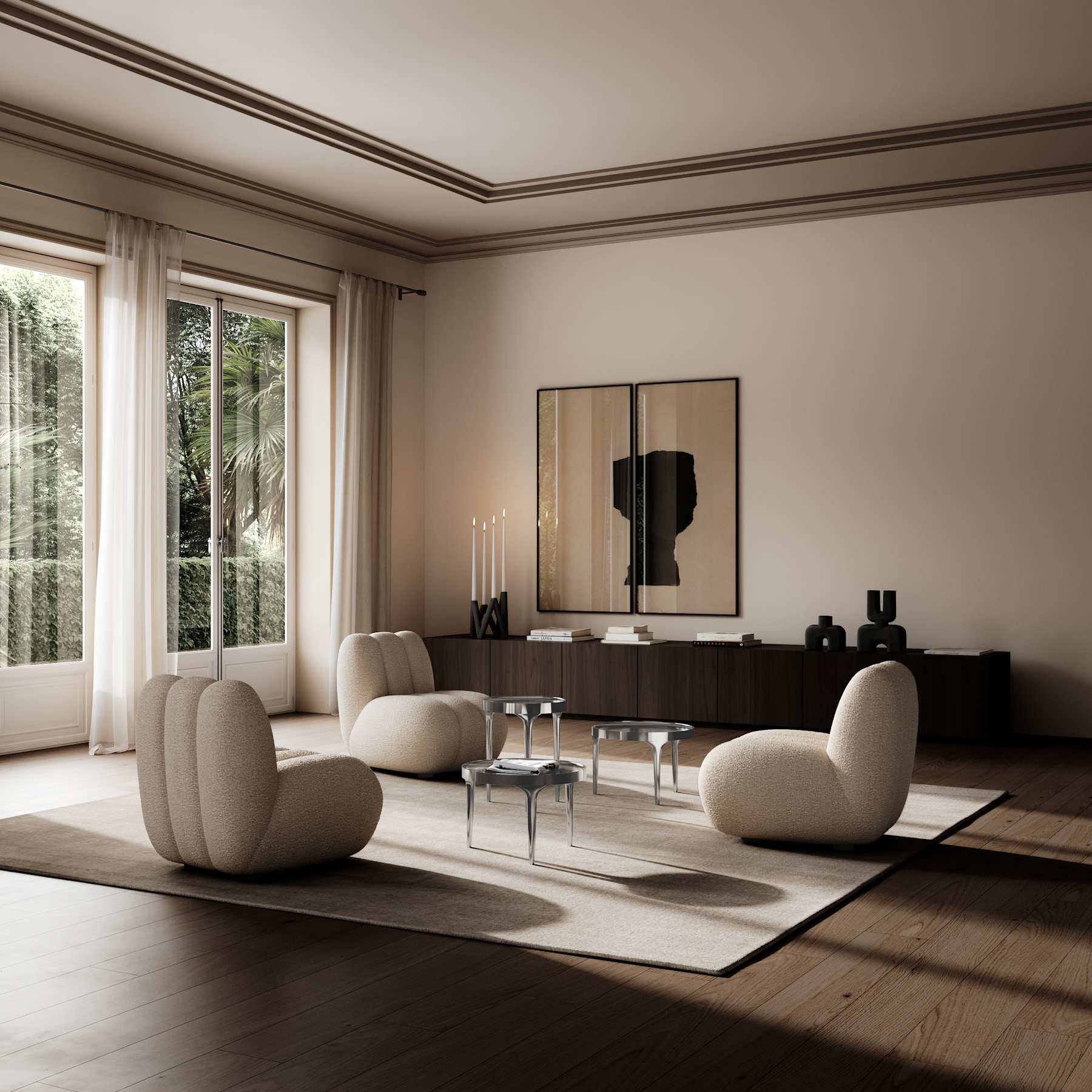 TOE armchair beige bouclé